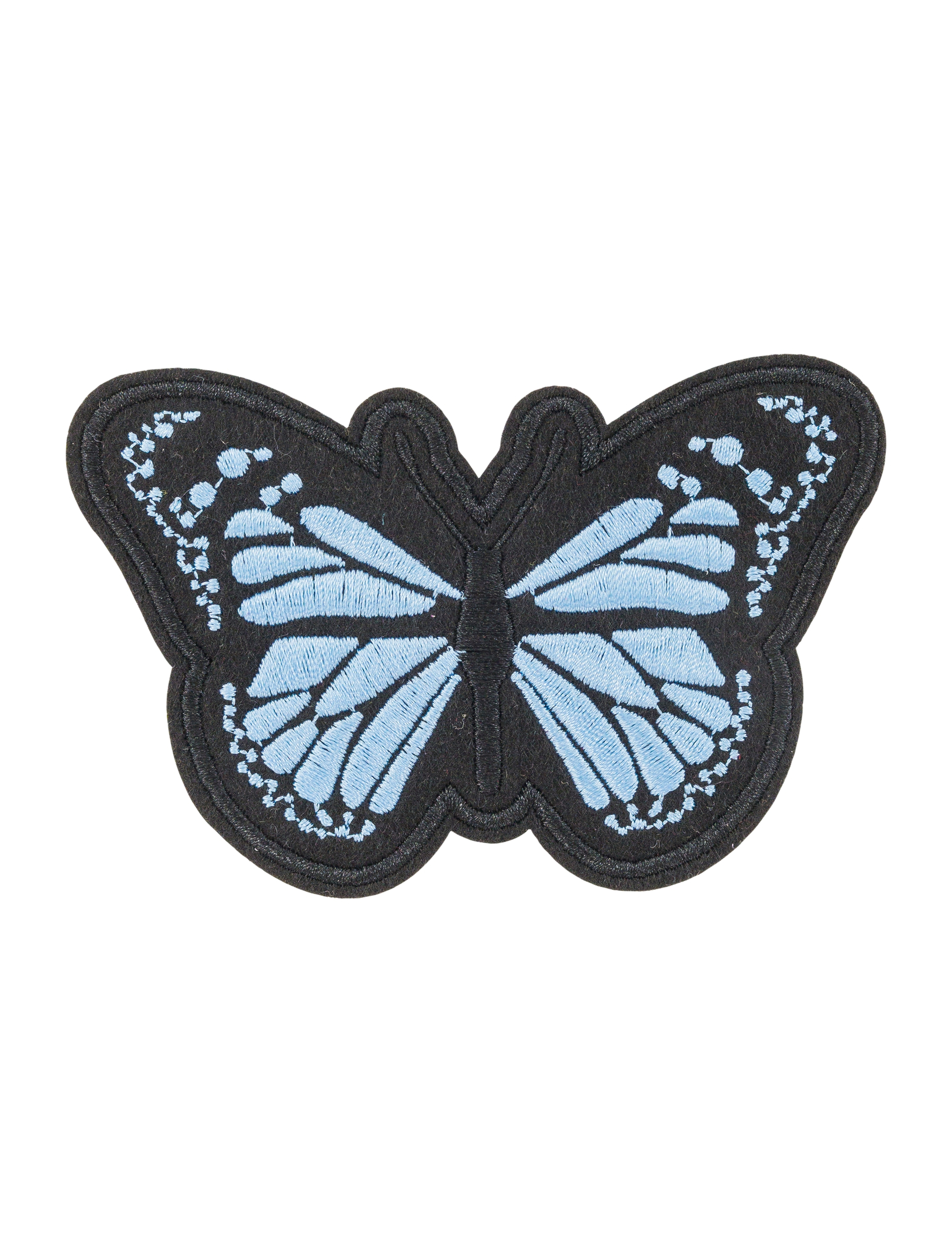 Bügelpatch Schmetterling 10cm schwarz/blau