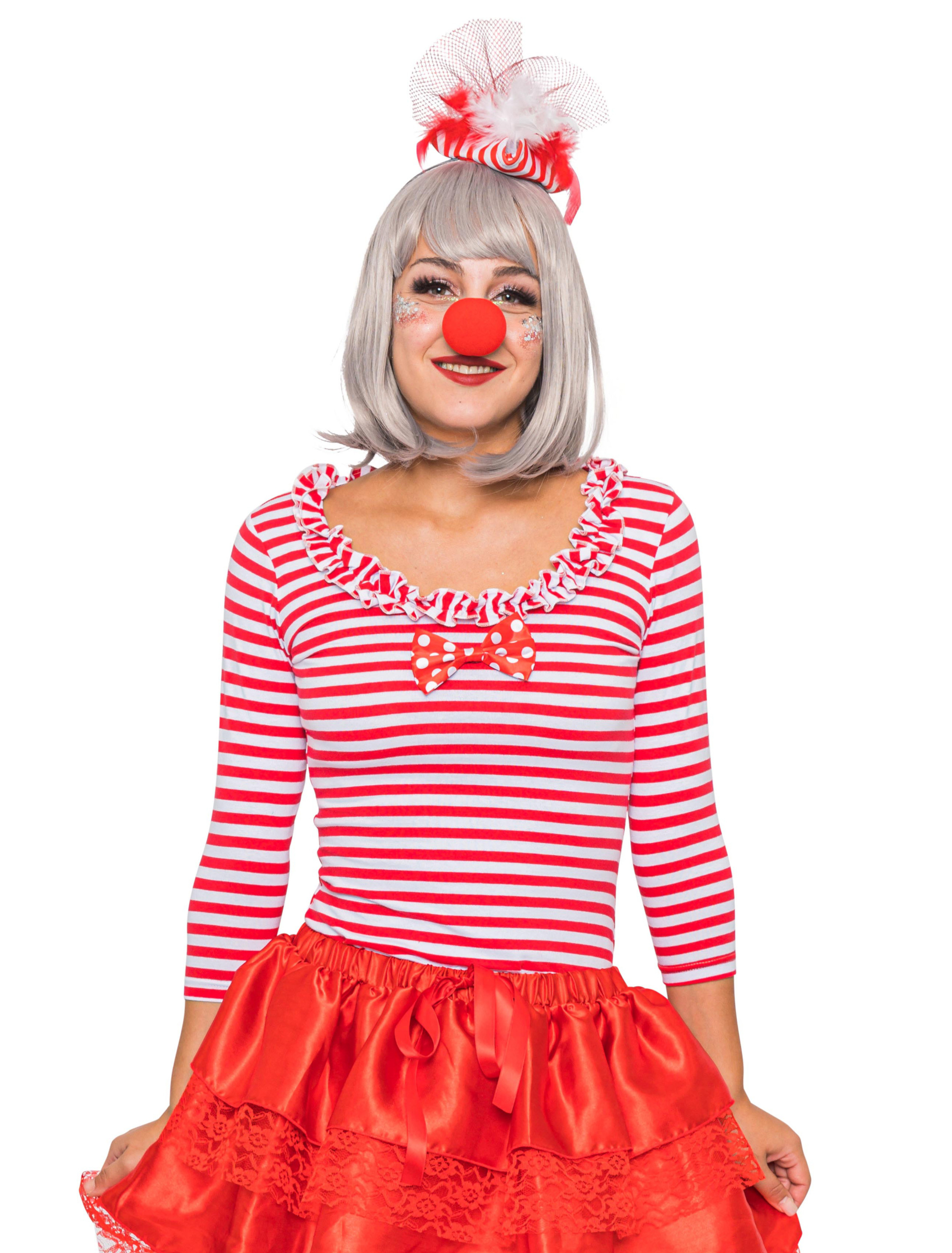 Shirt mit Fliege Damen rot/weiß L