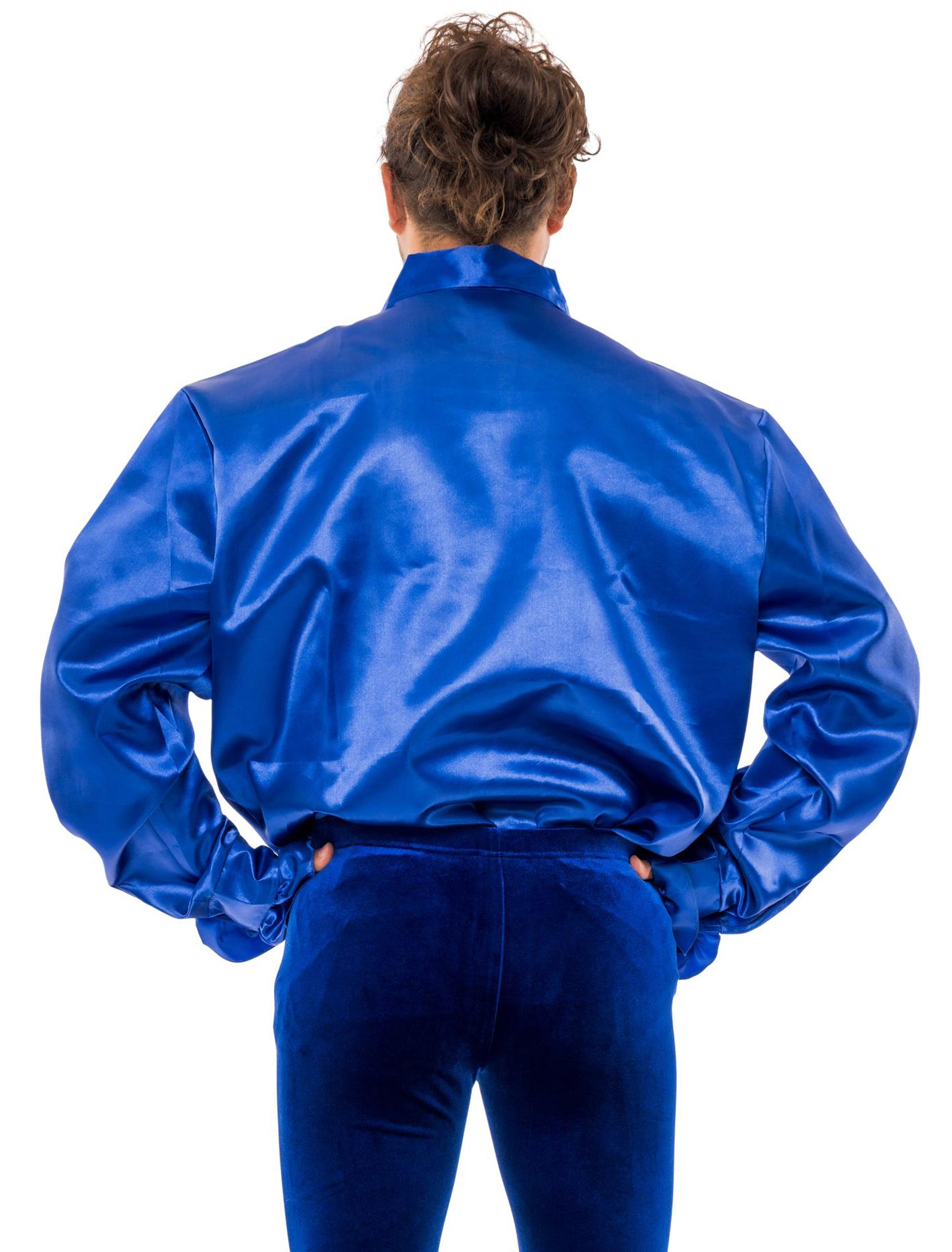 Hemd Satin Herren blau M