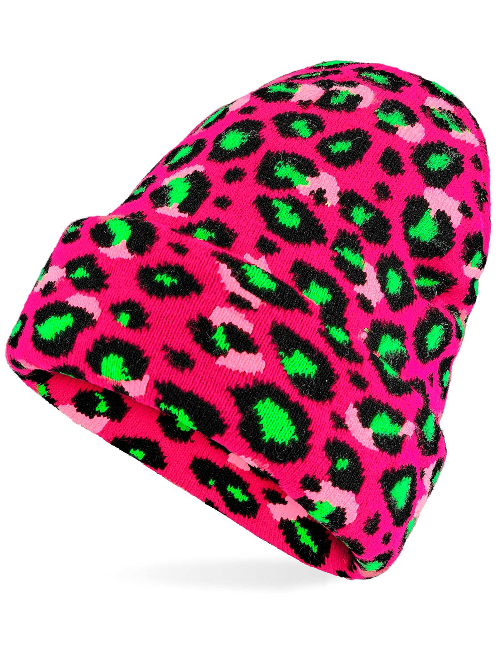 Beanie Après-Ski mit UV-Effekt neonpink