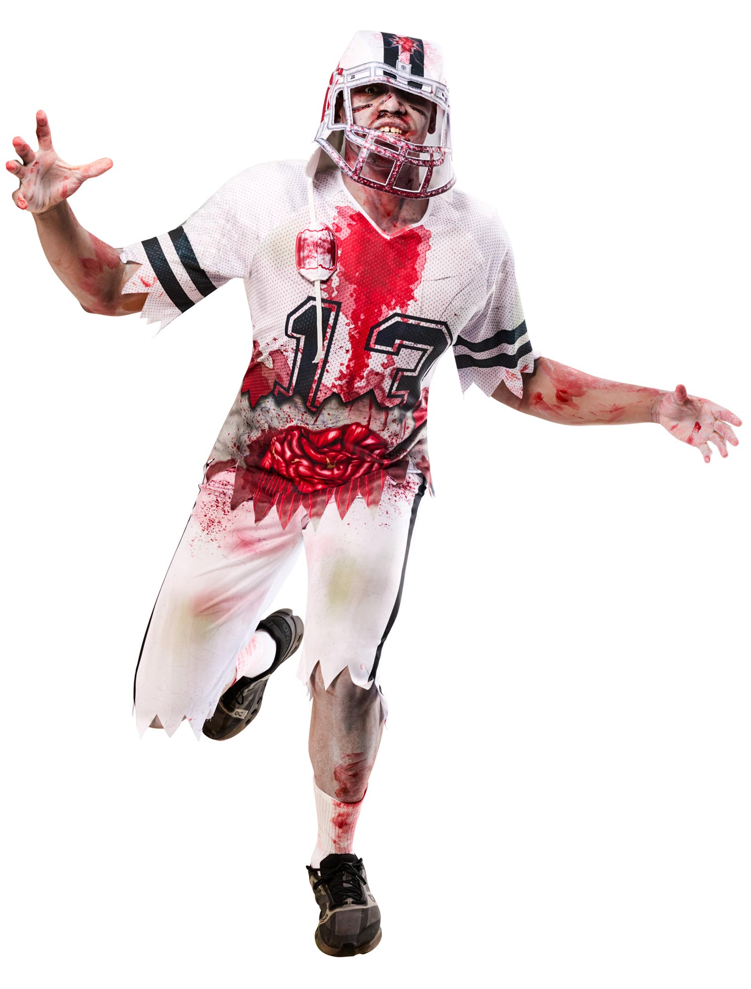Kostüm Zombie Footballer 3-tlg. Herren weiß/rot L