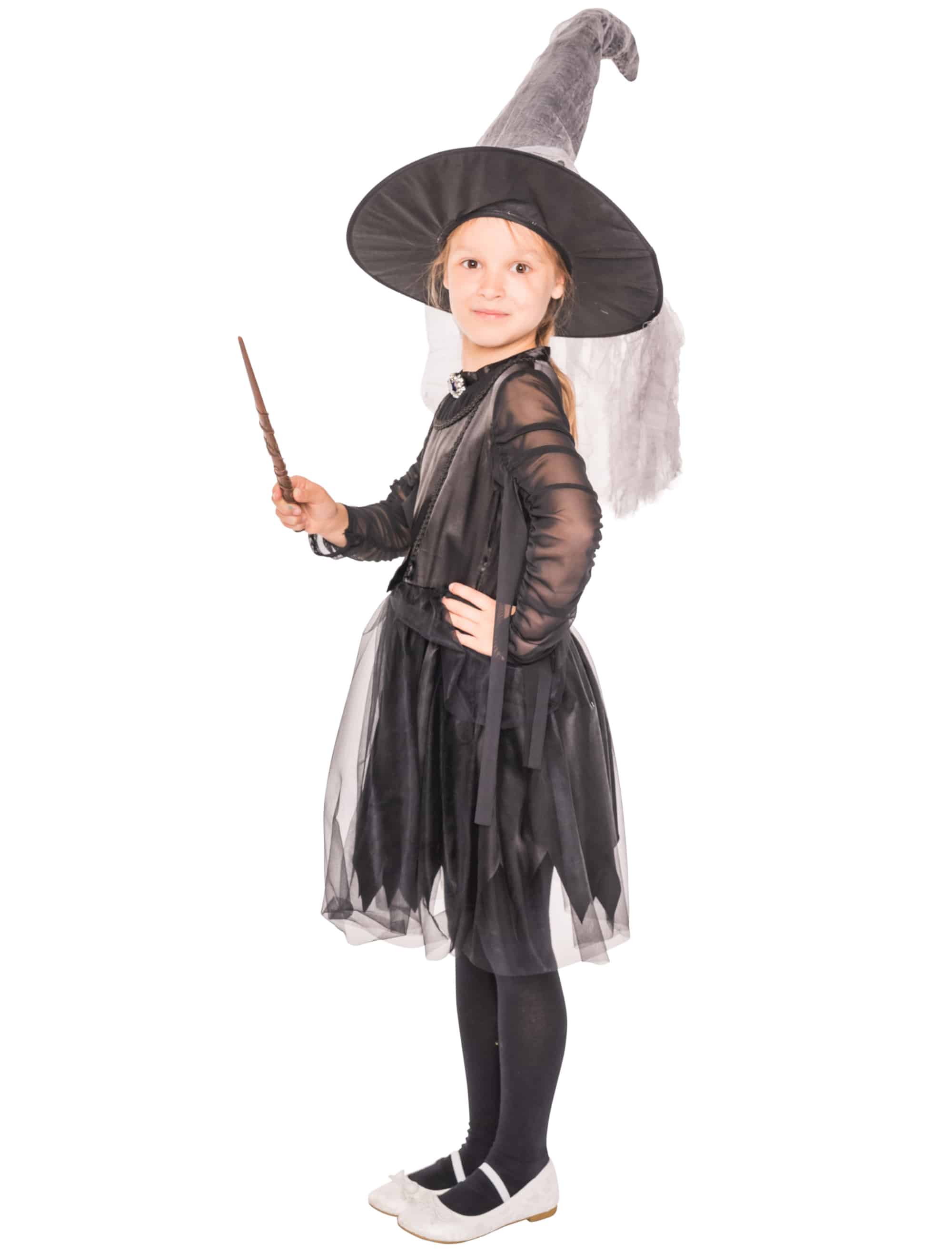 Kleid Hexe Kinder Mädchen schwarz 140