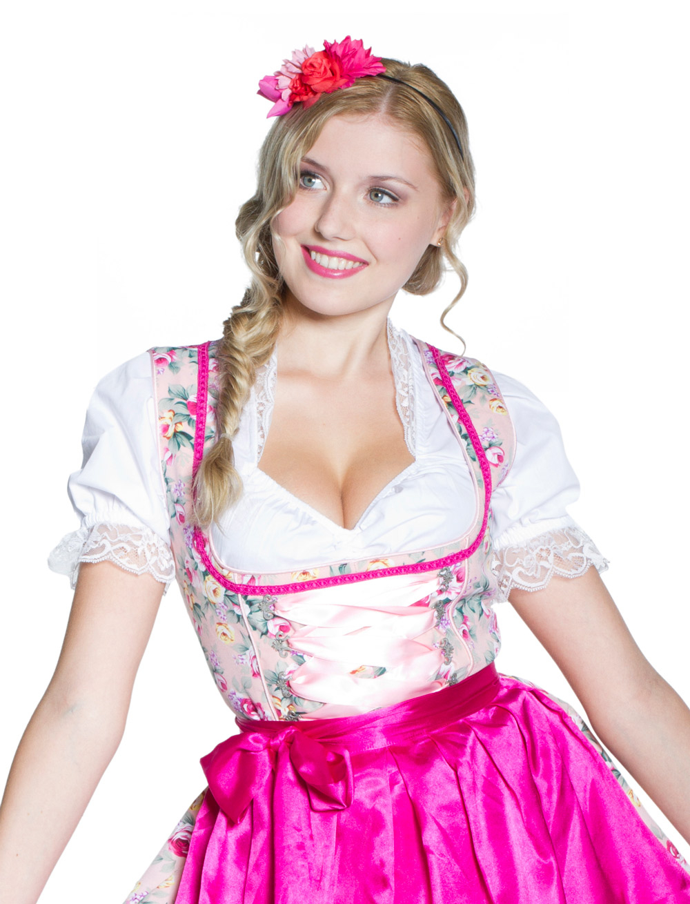 Dirndlbluse Elisabeth Einfarbig Damen weiß 44
