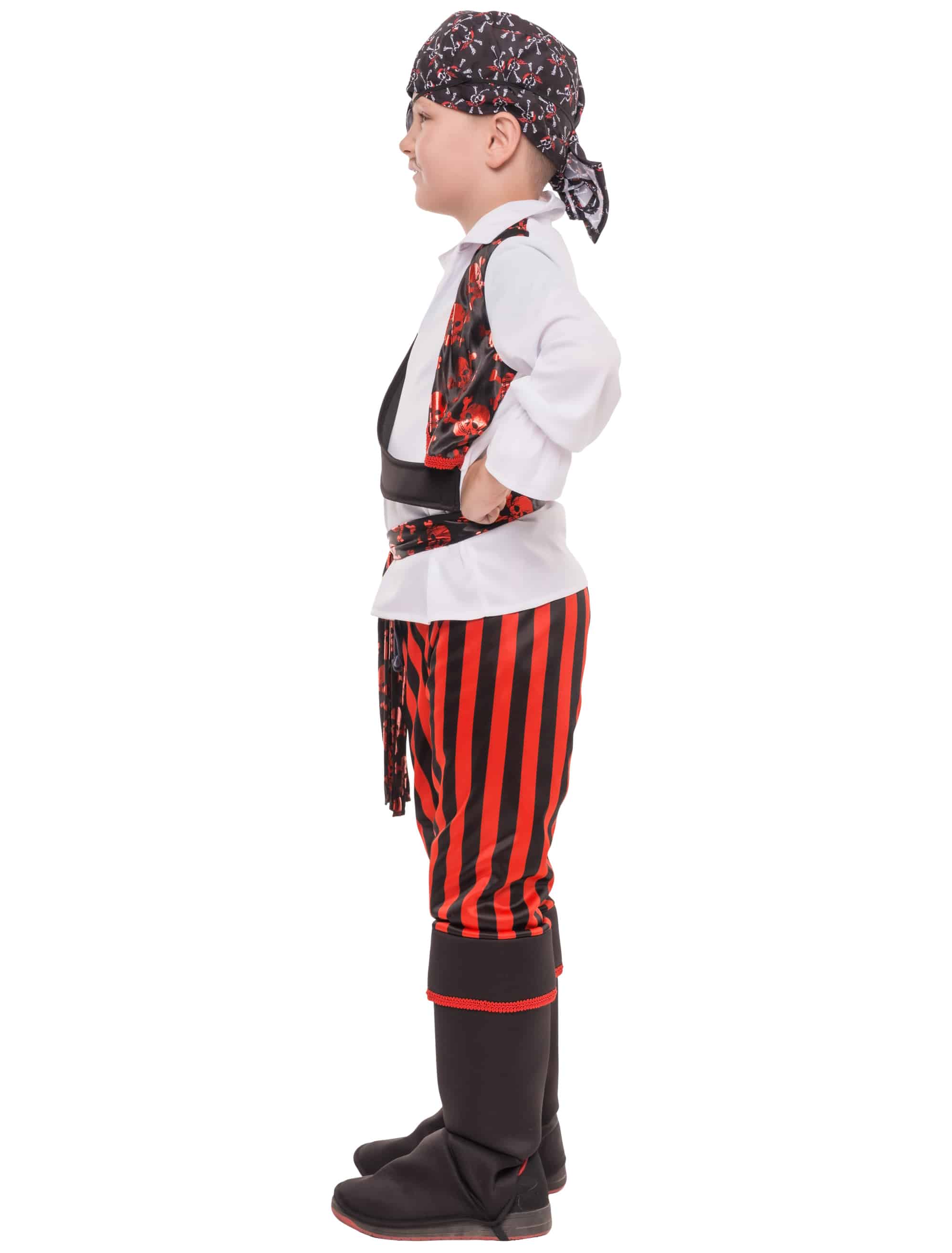 Kostüm Pirat 4-tlg. Kinder schwarz/weiß/rot 4-6 Jahre