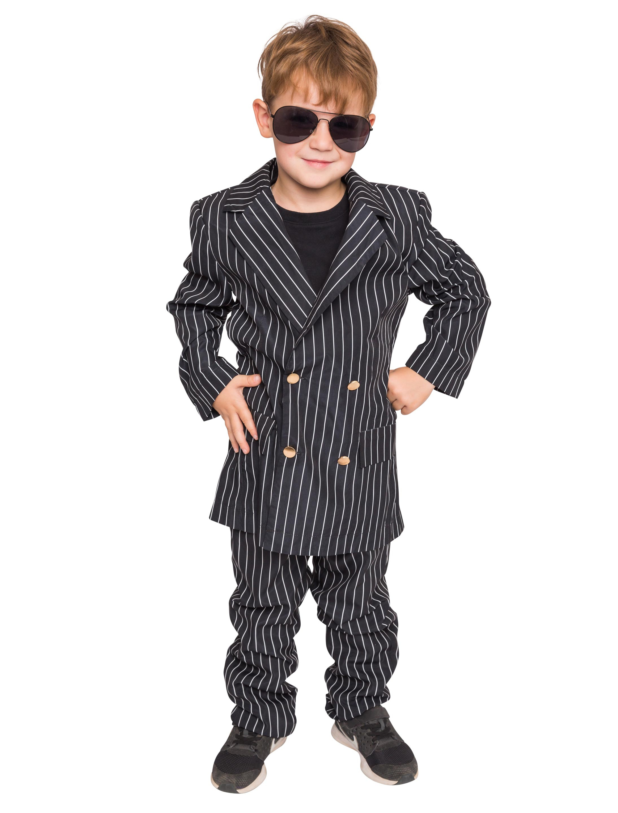 Anzug mit Nadelstreifen Kinder 2-tlg. Jungen schwarz/weiß 164