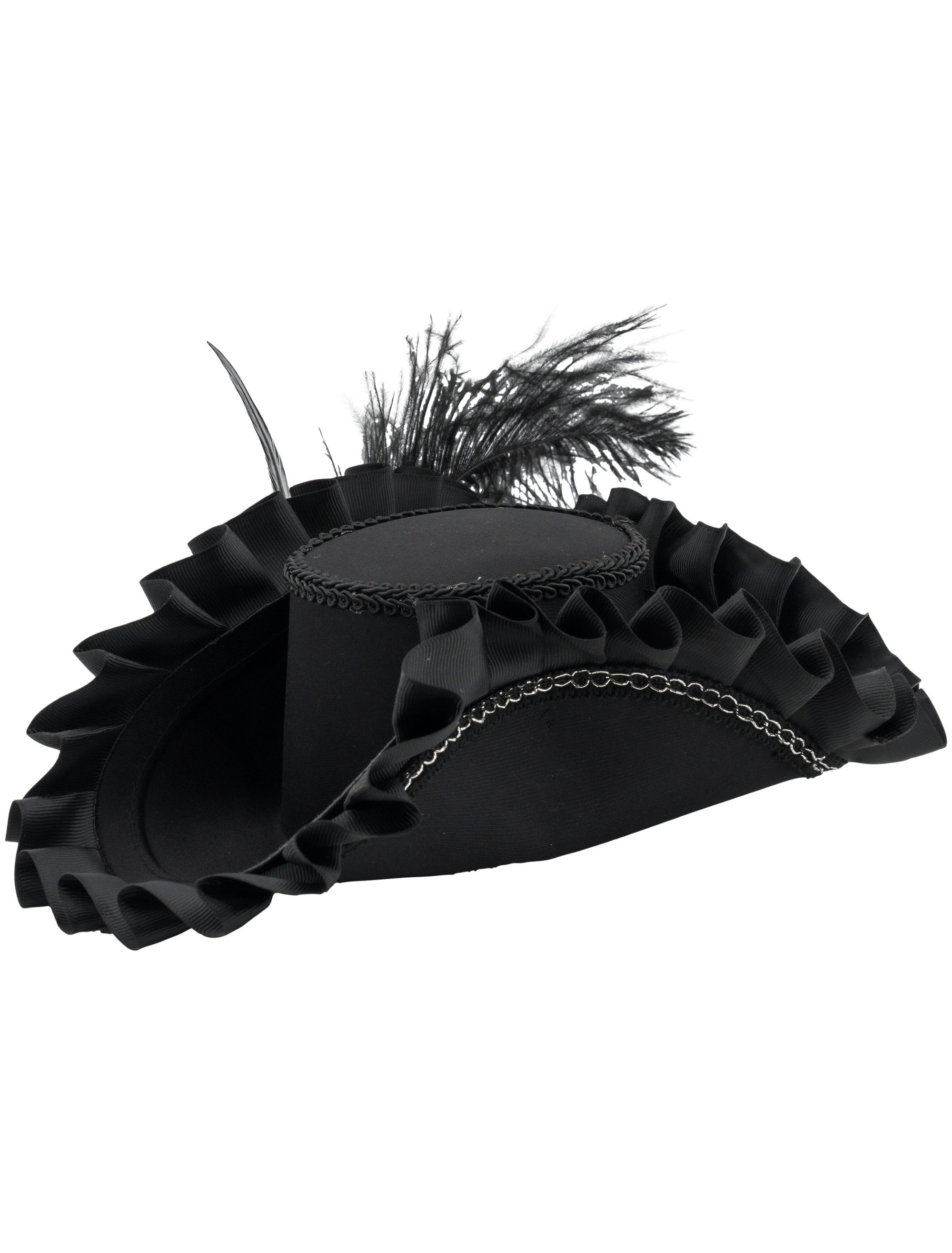 Piratenhut mit Rüschenbesatz schwarz 57