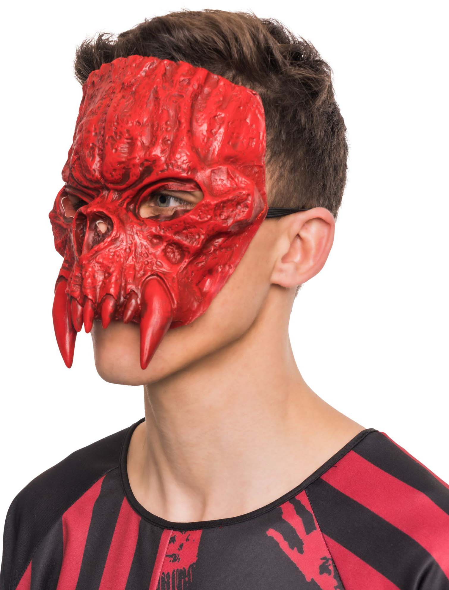 Latexmaske 1/2 Dämon rot