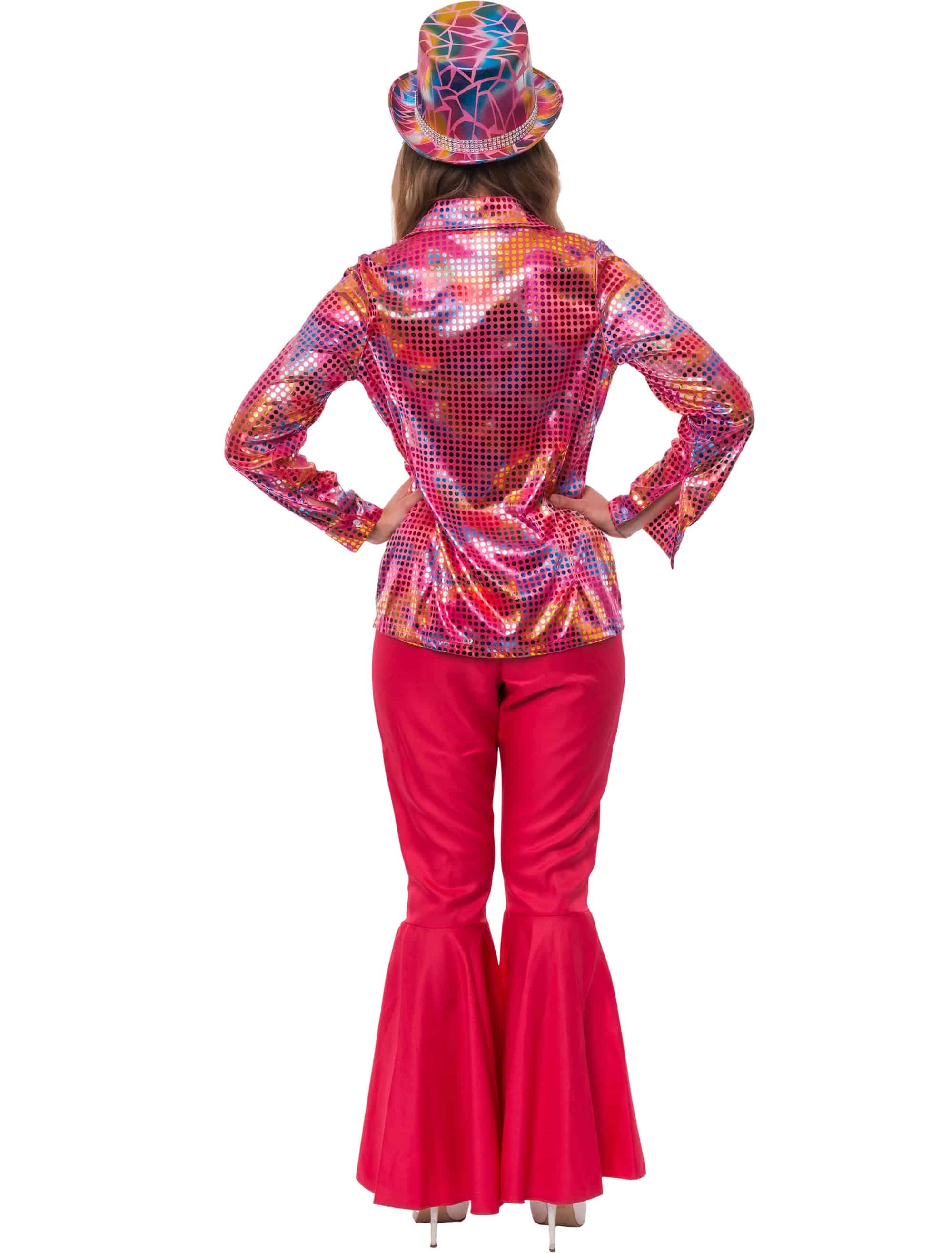 Bluse Disco Gepunktet Damen pink S/M