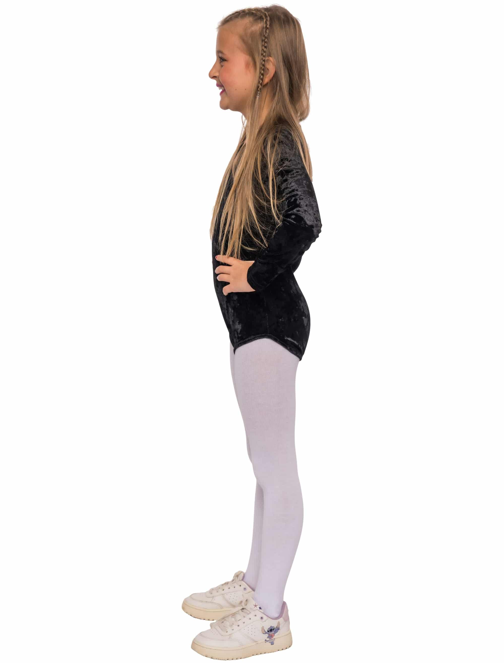 Body langarm Samt Kinder schwarz 116-128