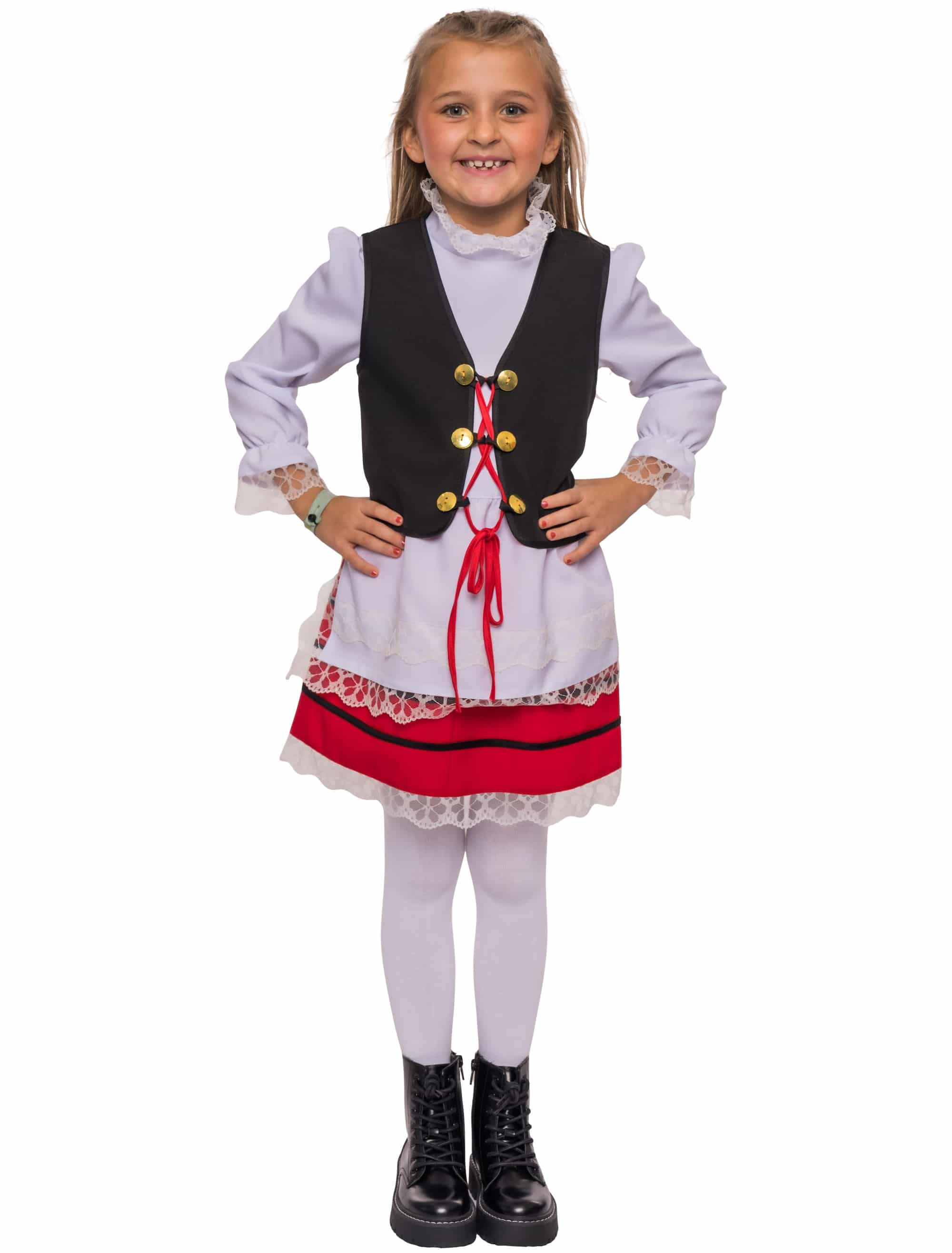 Bärbelchen 3-tlg. Mädchen schwarz/weiß/rot 128