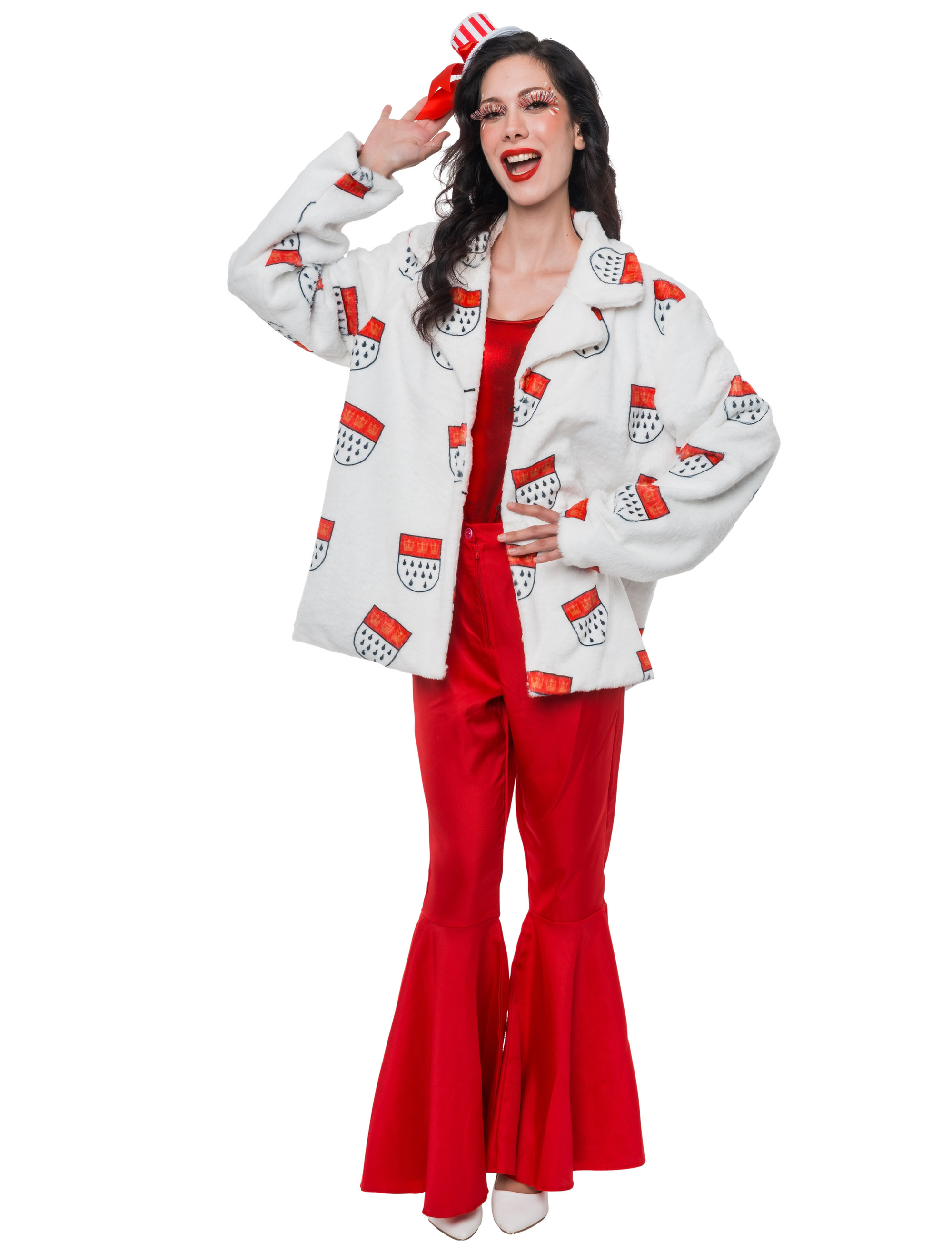 Jacke Kunstfell Kölle Damen weiß/rot L/XL