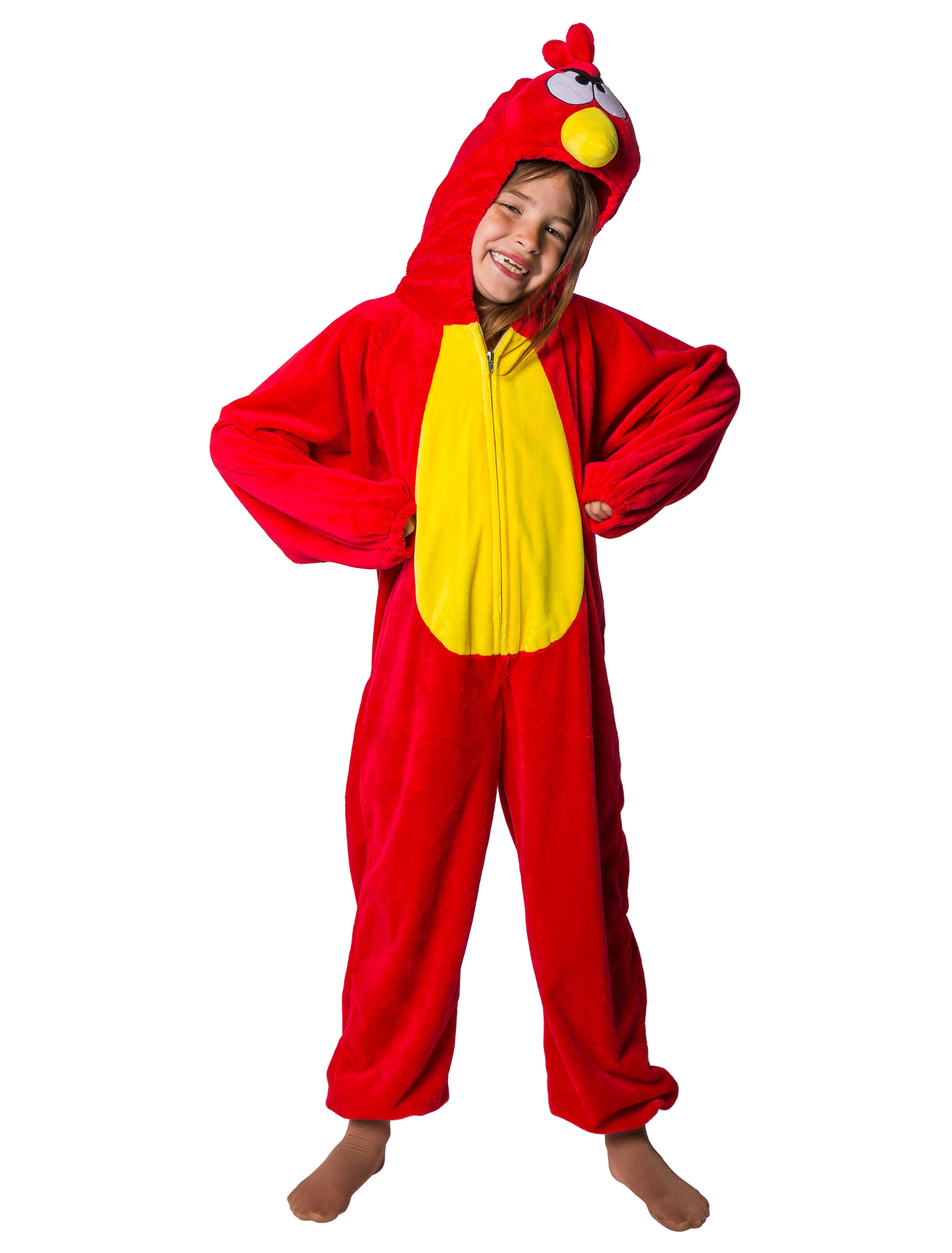 Overall Plüsch Vogel Kinder rot 98-104