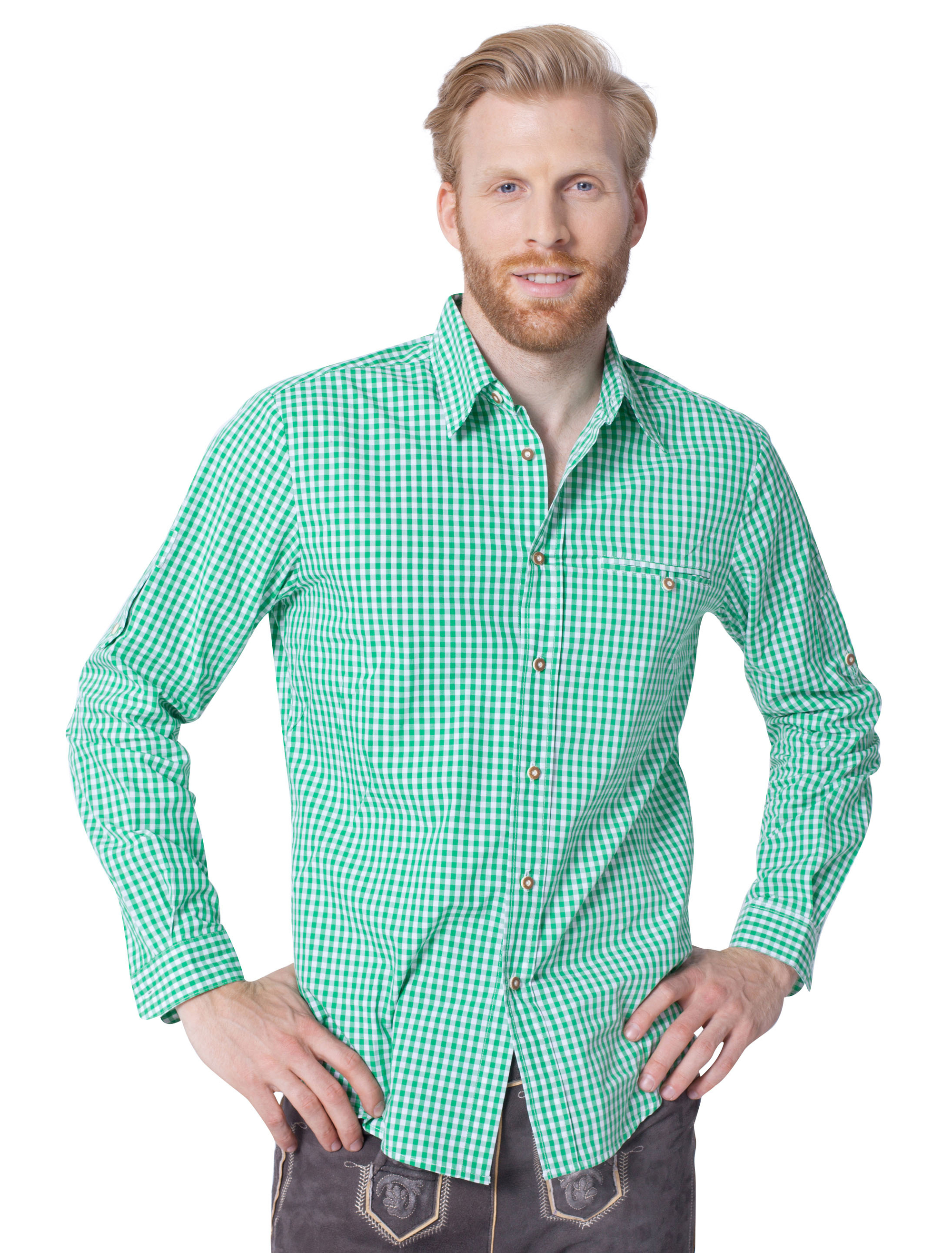 Trachtenhemd Herren grün/weiß 5XL