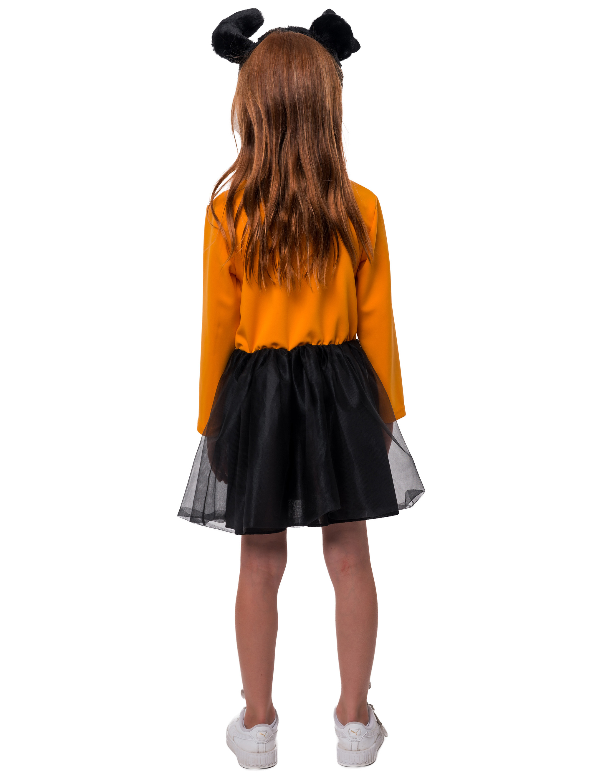 Kleid Katze Kinder schwarz/orange 104