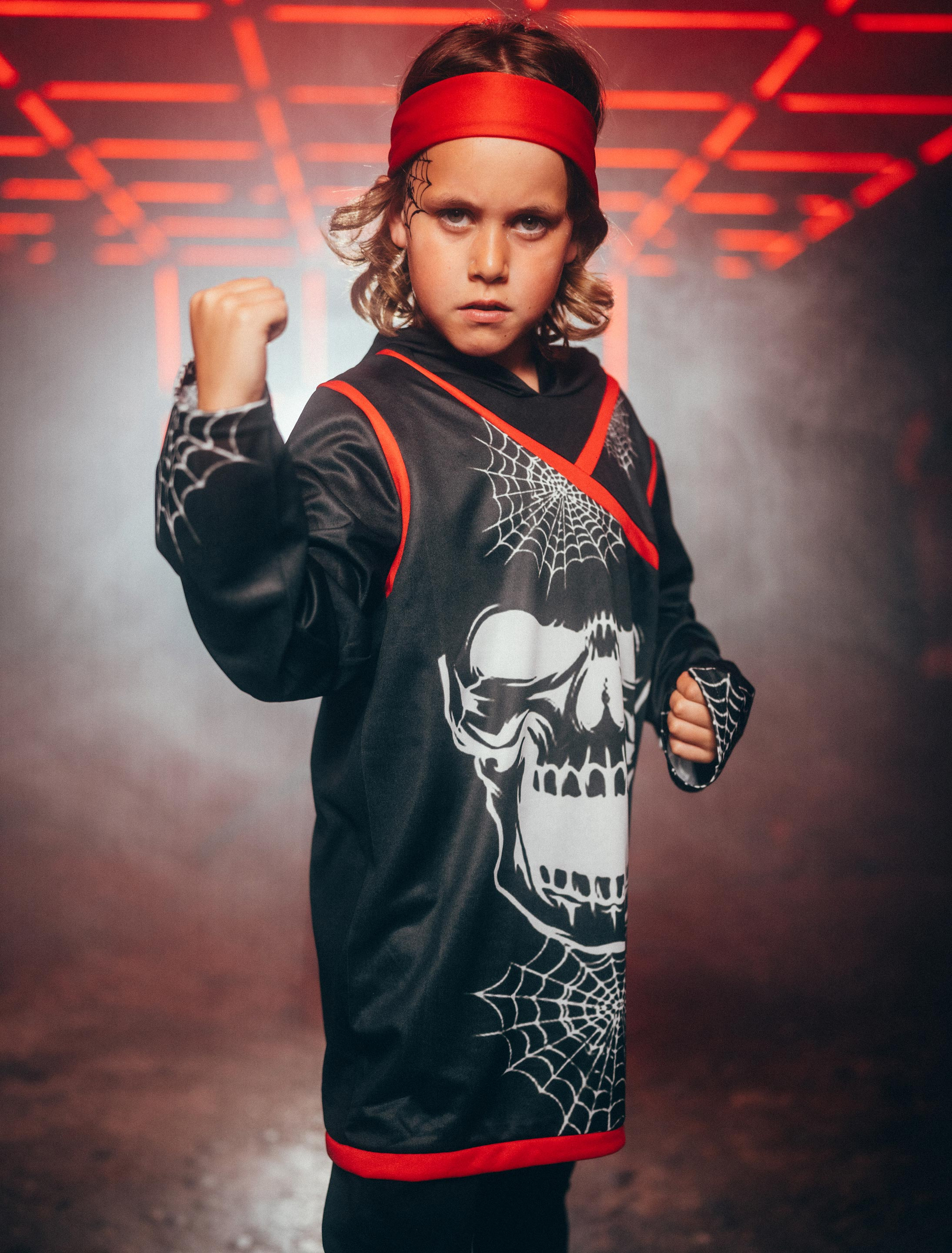 Shirt Ninja mit Totenkopf Kinder schwarz/rot 164/176