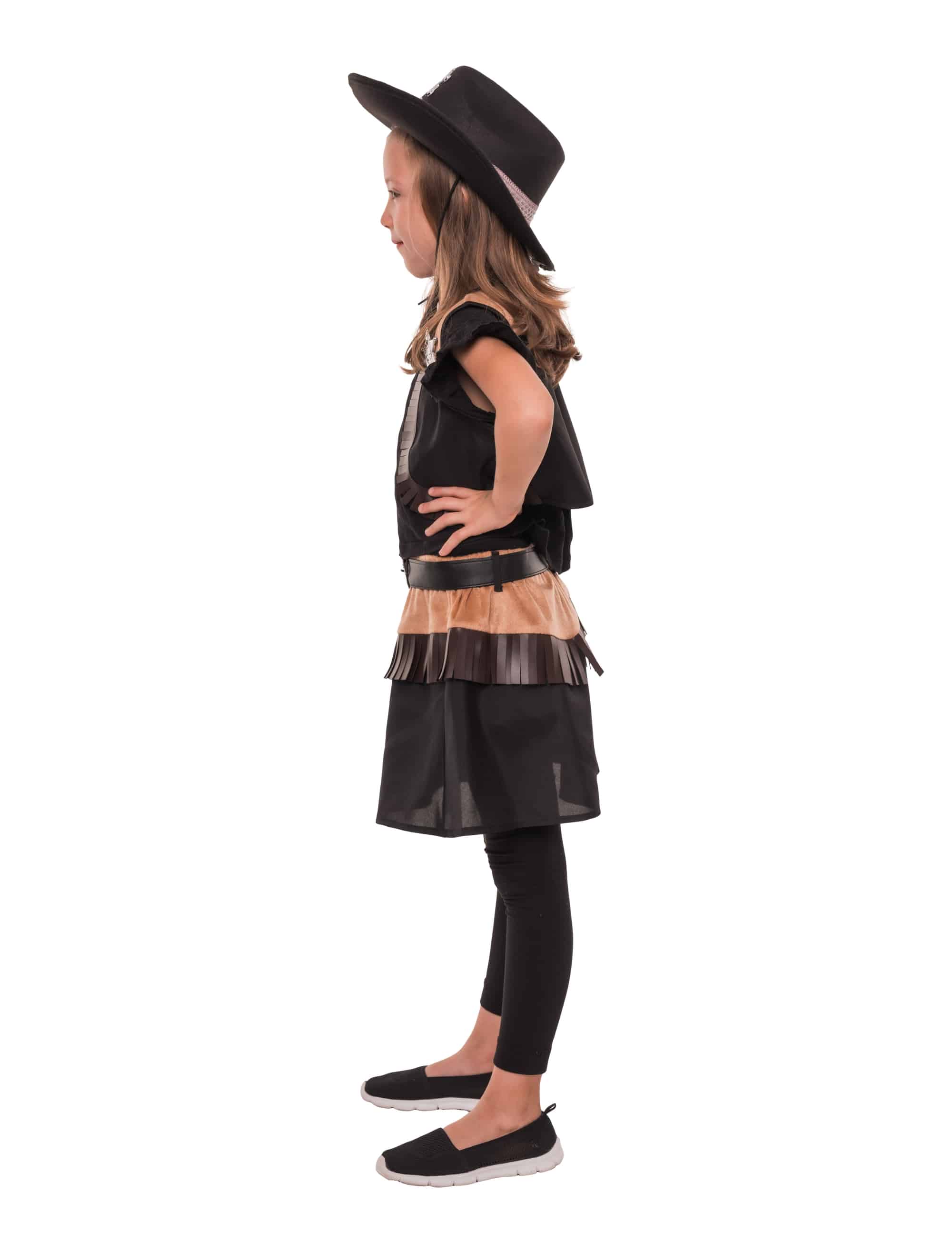 Kostüm Cowgirl 3-tlg. Kinder schwarz/braun 4-6 Jahre