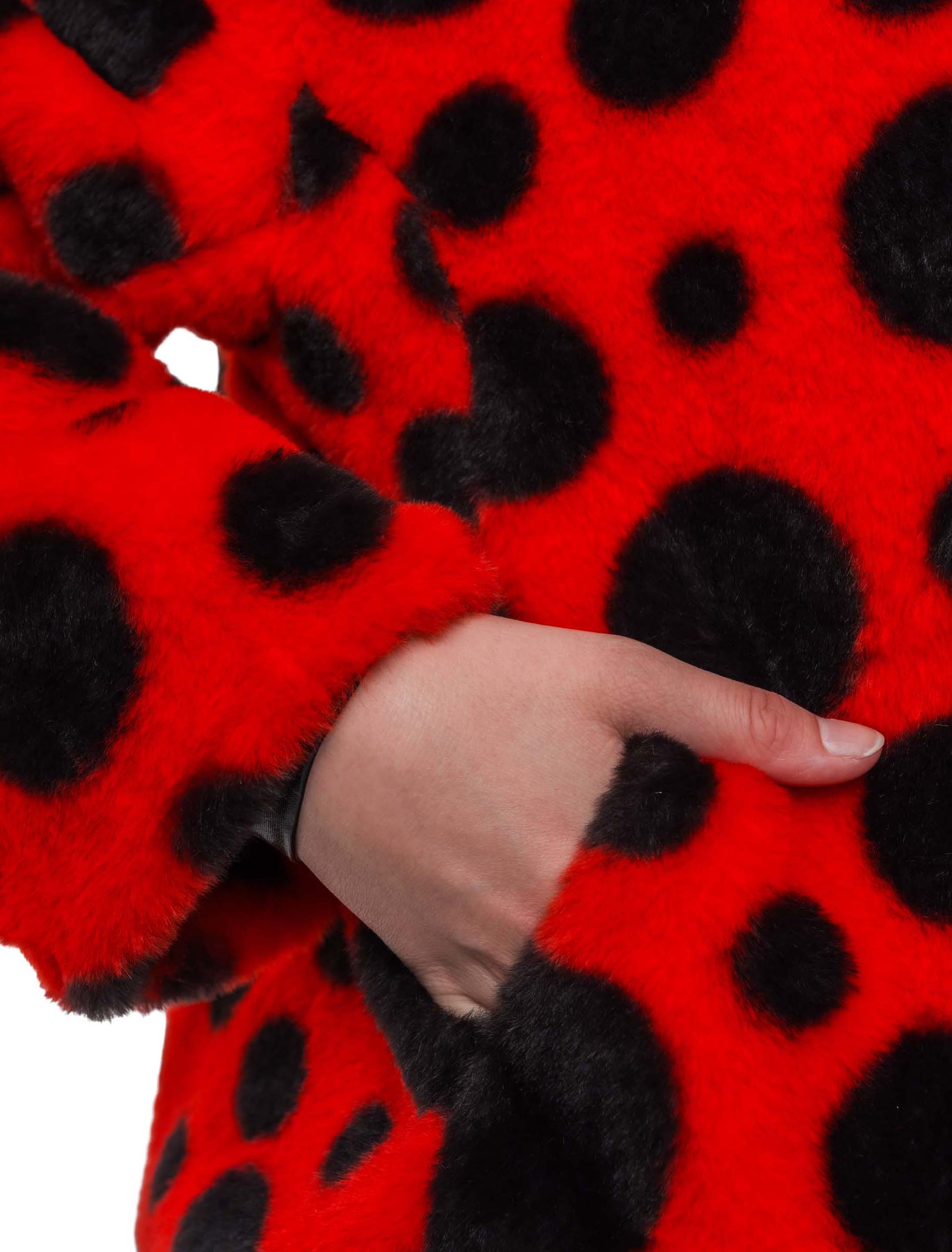 Jacke Faux-Fur Marienkäfer Damen rot/schwarz S/M