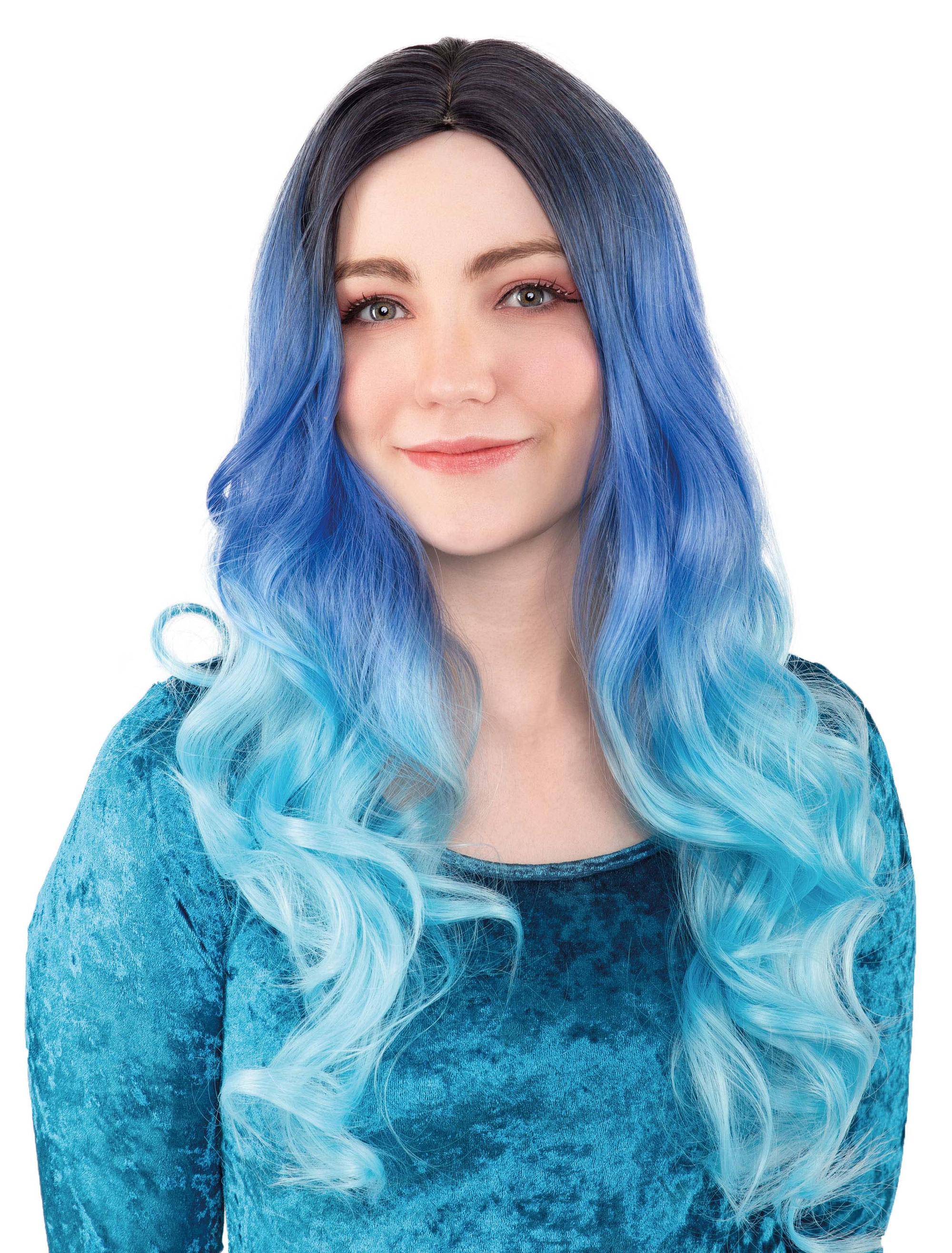 Perücke Langhaar Balayage schwarz/grün
