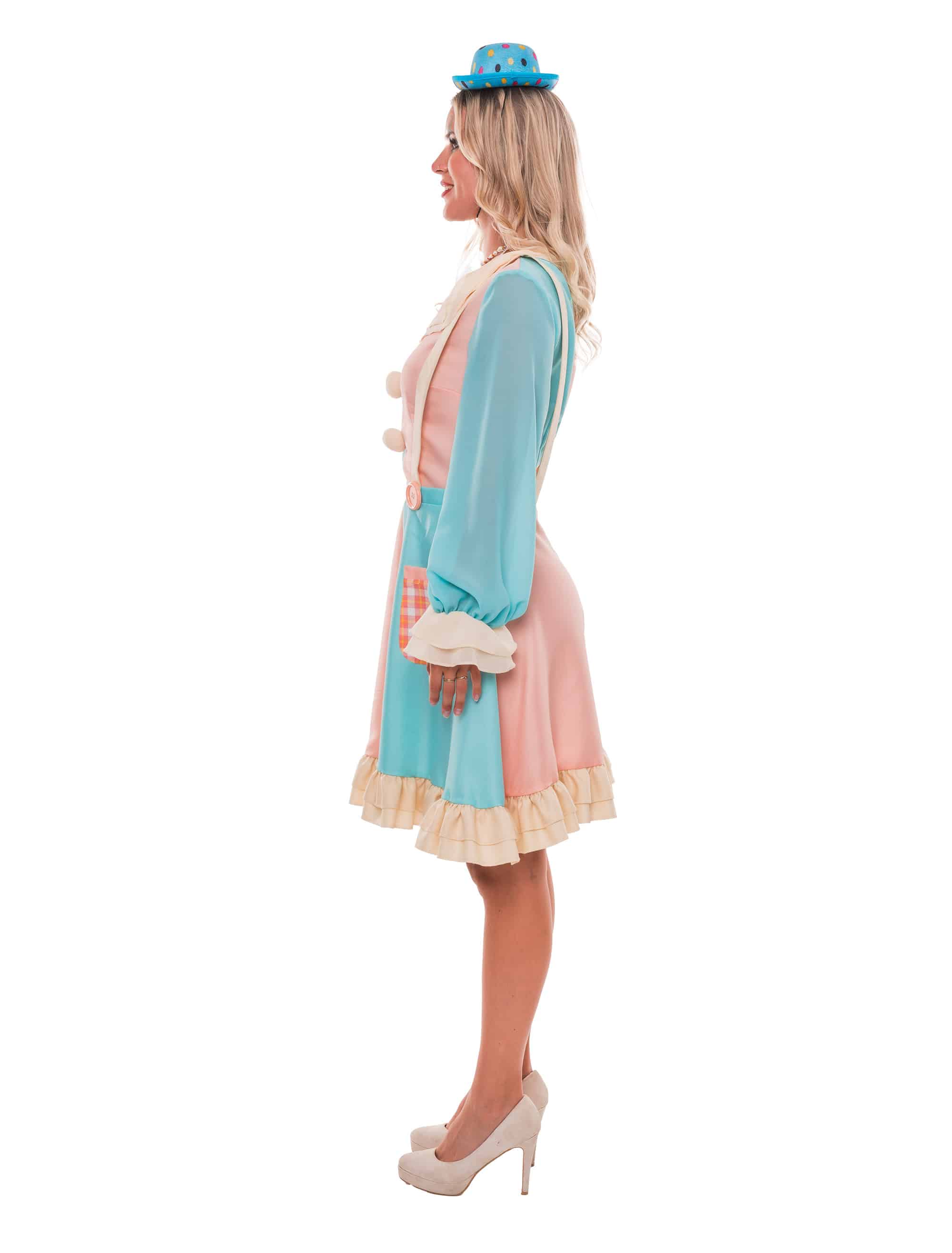 Kleid Clown Damen blau/pink 2XL/3XL