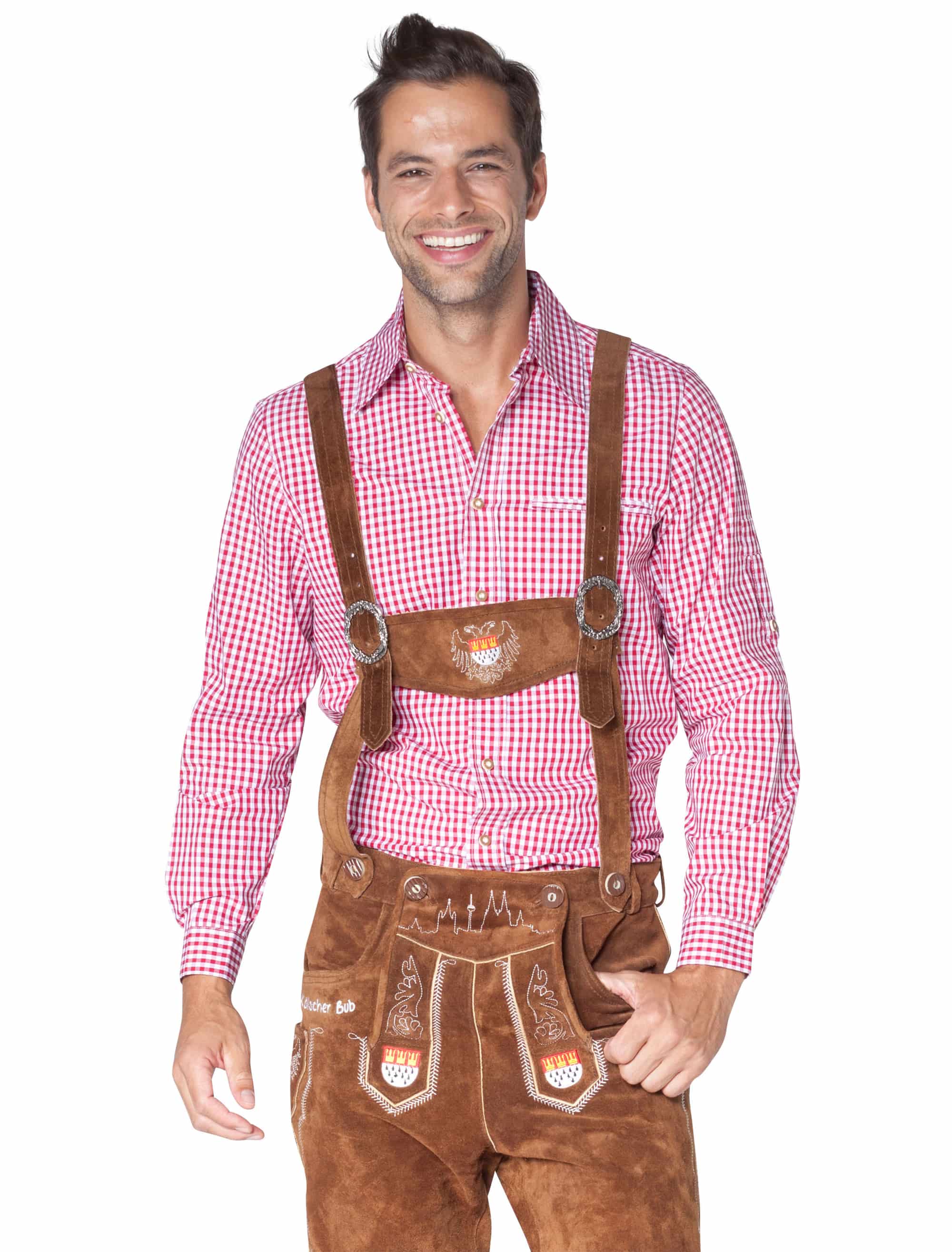 Trachtenhemd Herren rot/weiß S