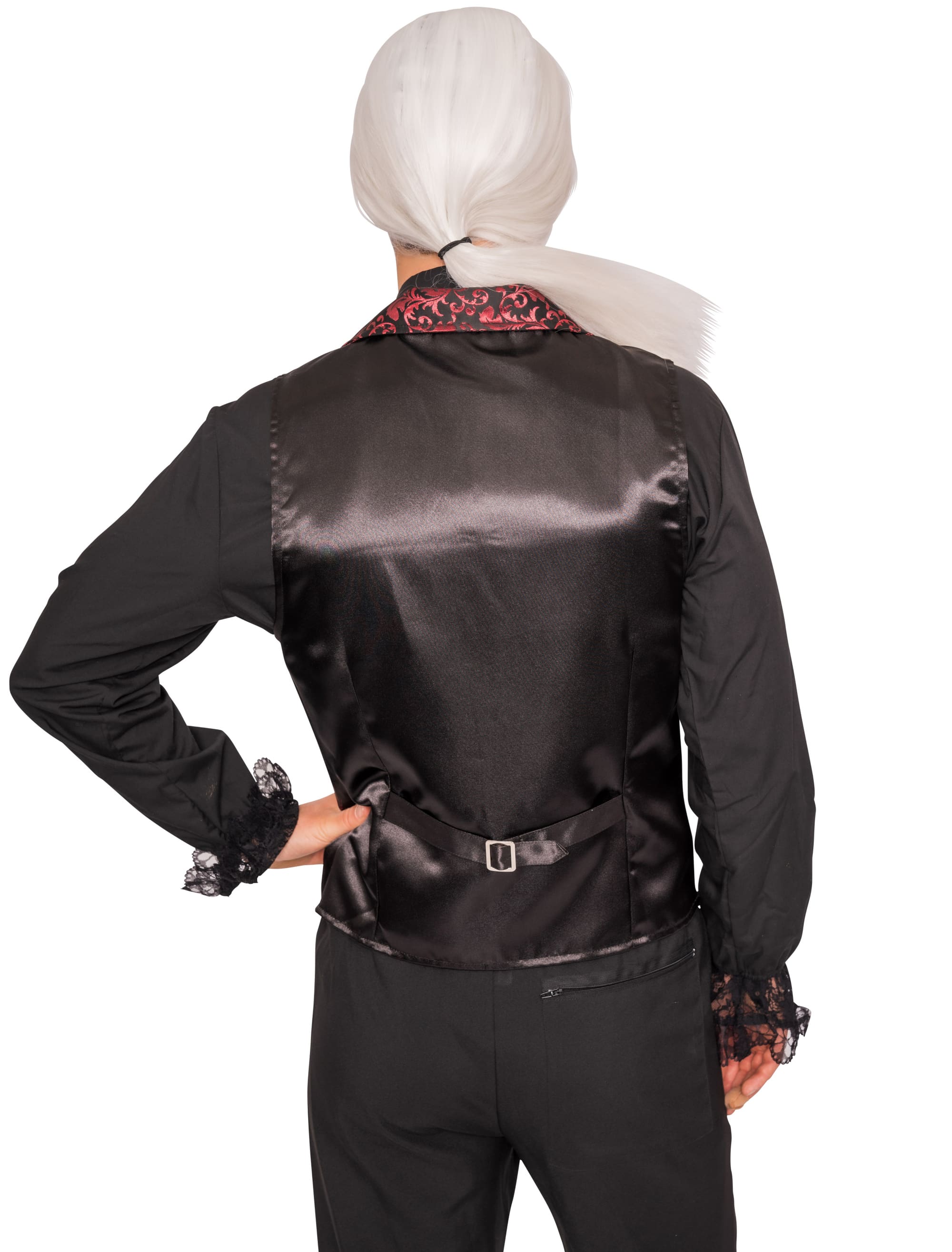 Weste Brokat Herren schwarz/rot S