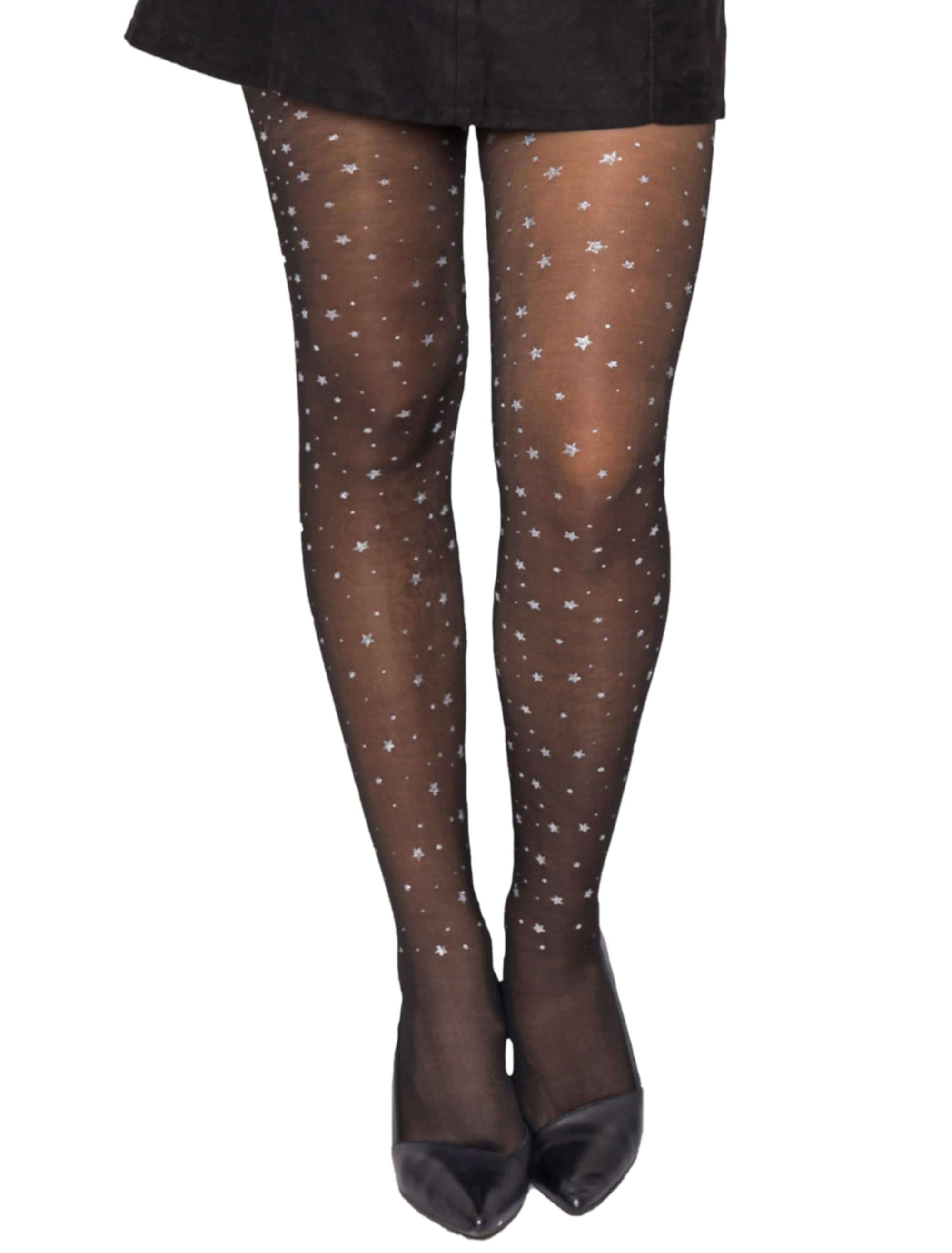 Strumpfhose mit Sternen Damen schwarz S/M