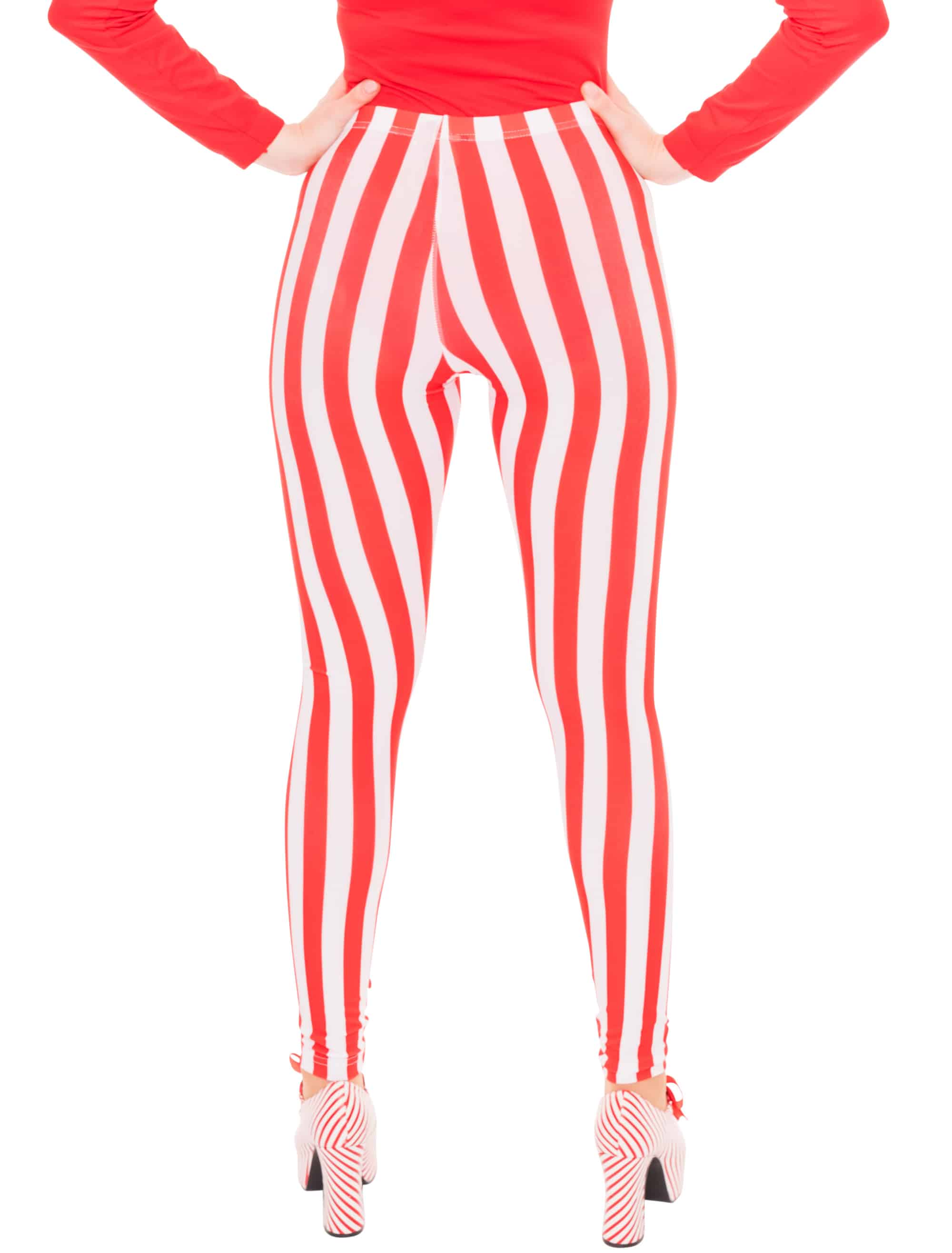 Leggings gestreift Damen rot/weiß 2XL/3XL