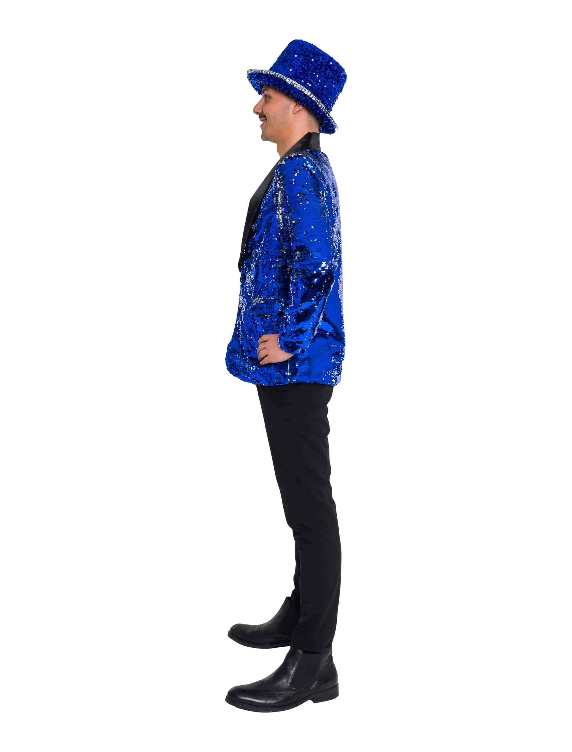 Jackett mit Pailletten Herren blau/silber XL