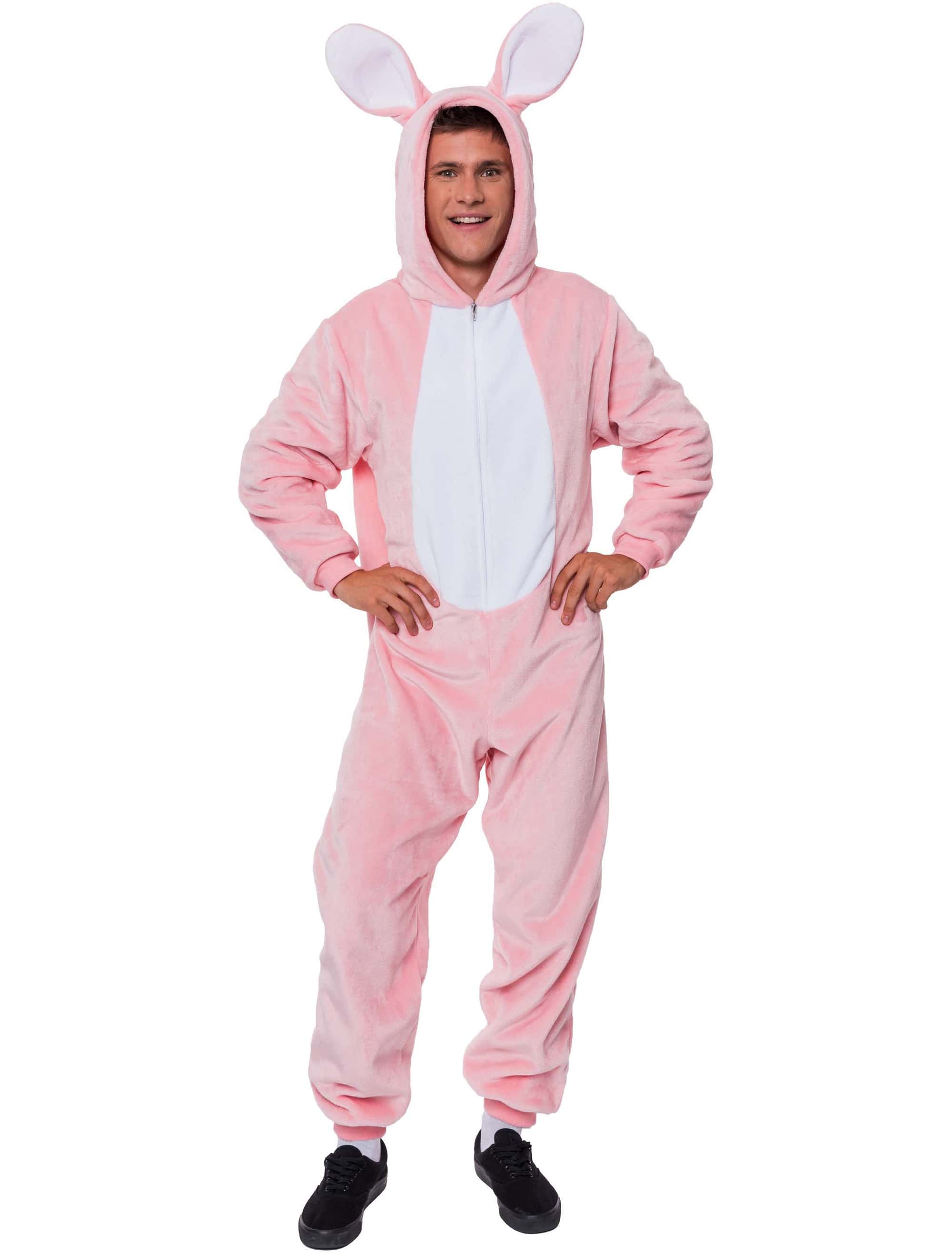 Overall Hase Plüsch rosa/weiß L/XL