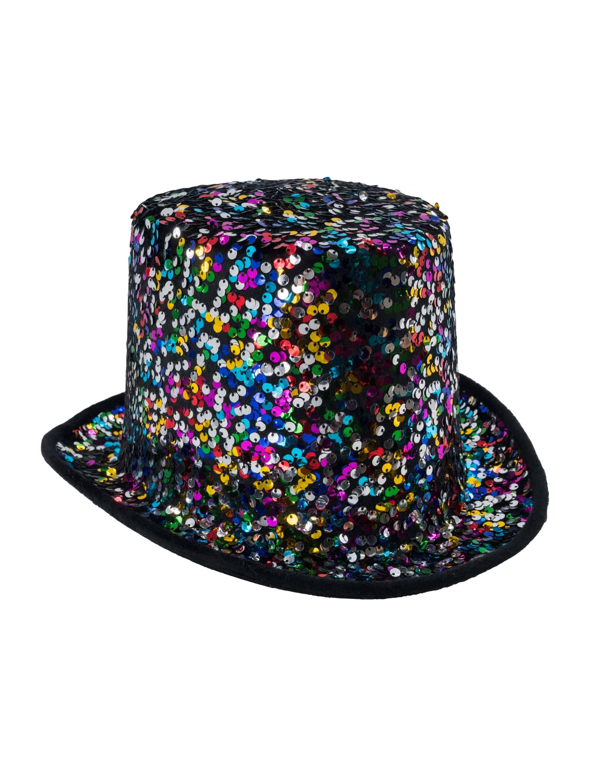 Zylinder Pailletten rainbow one size