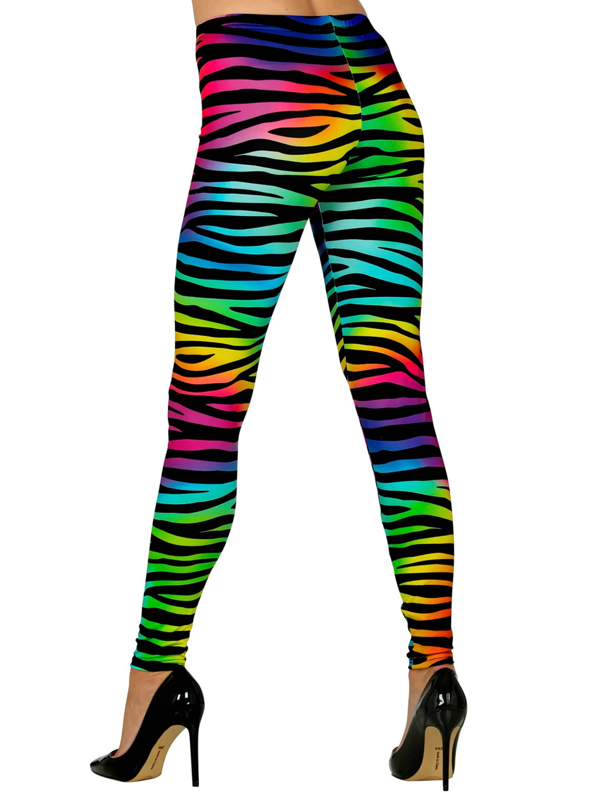 Leggings 80er Tigerprint Damen bunt S/M