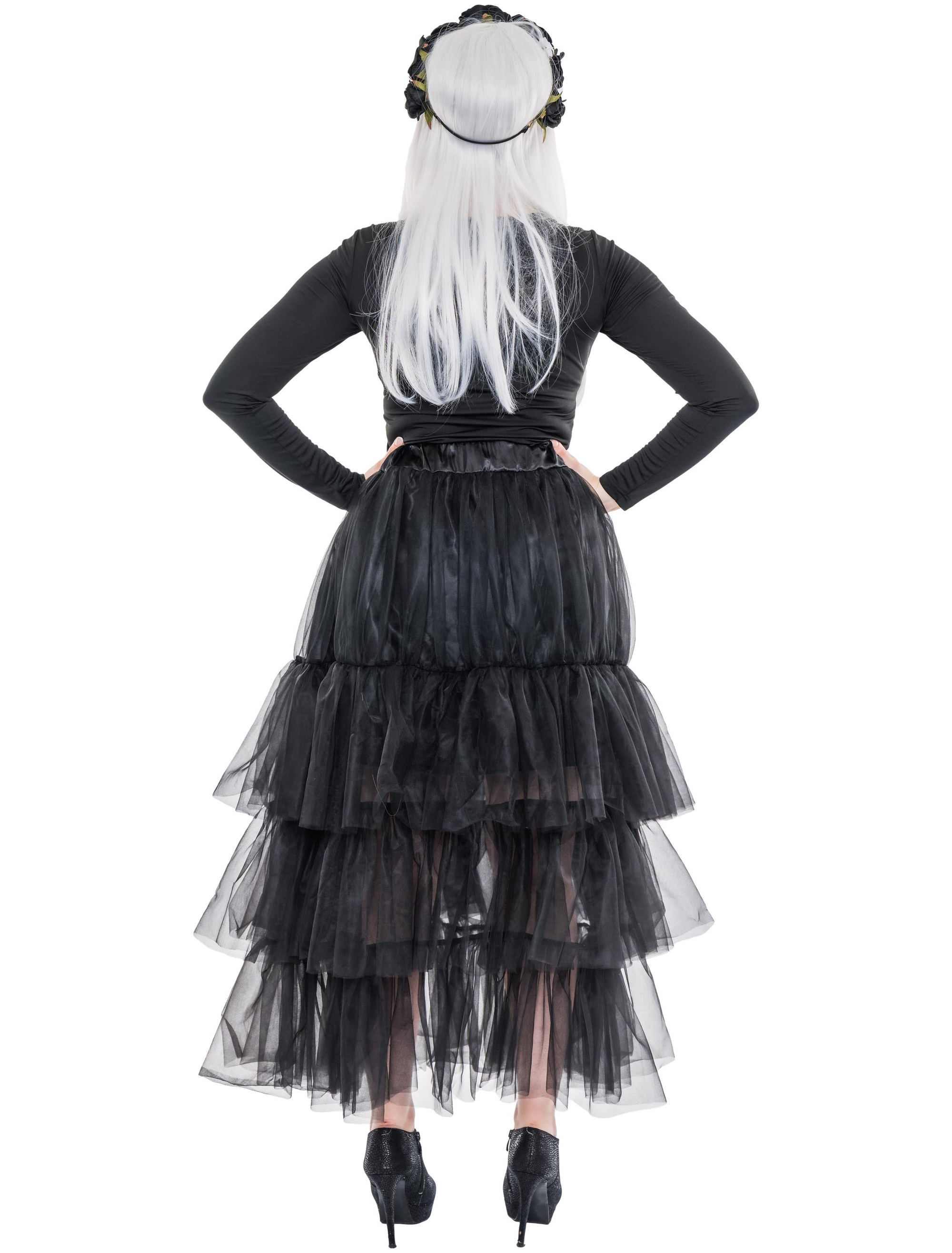 Tüllrock lang Damen schwarz one size