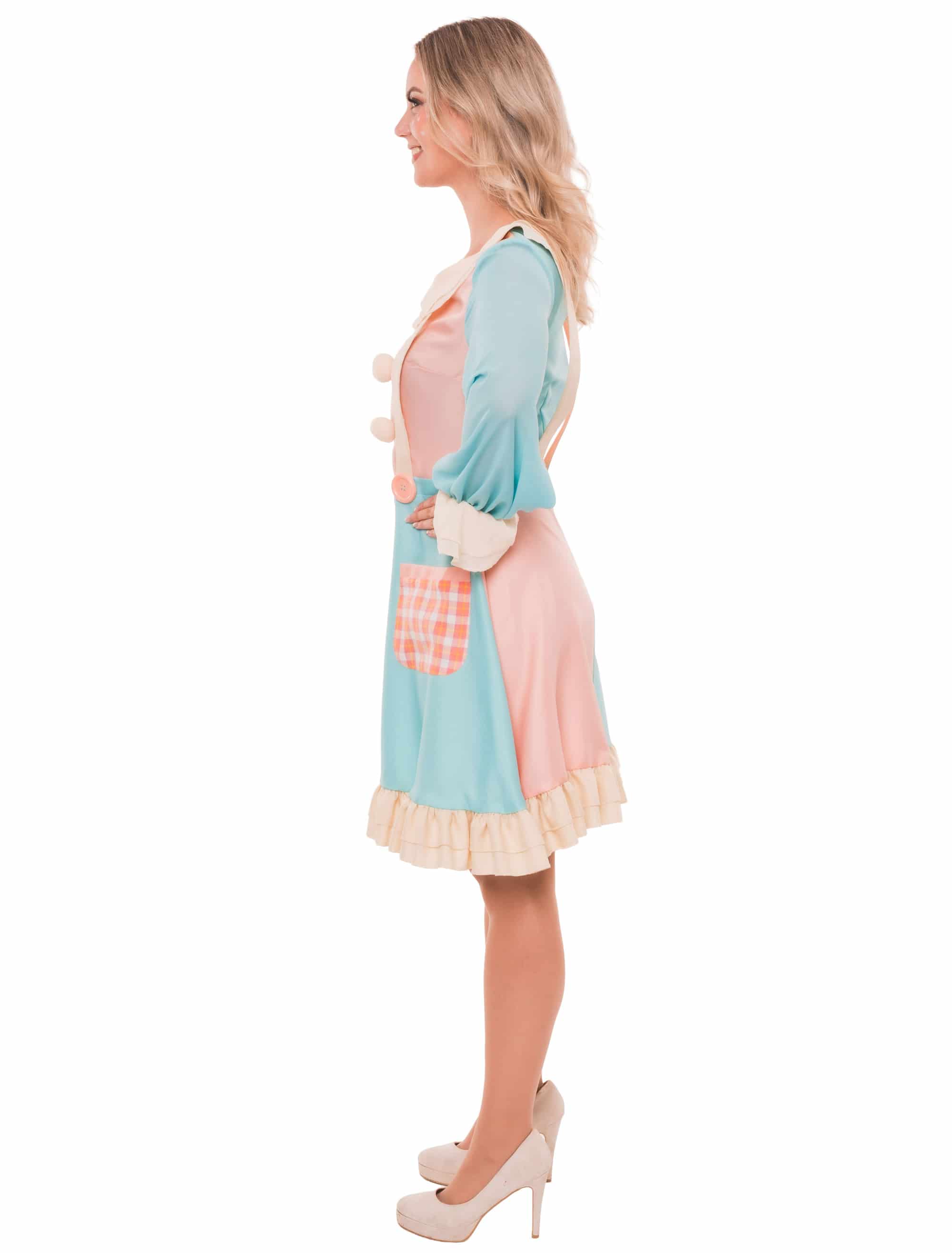 Kleid Clown Damen blau/pink 2XL/3XL