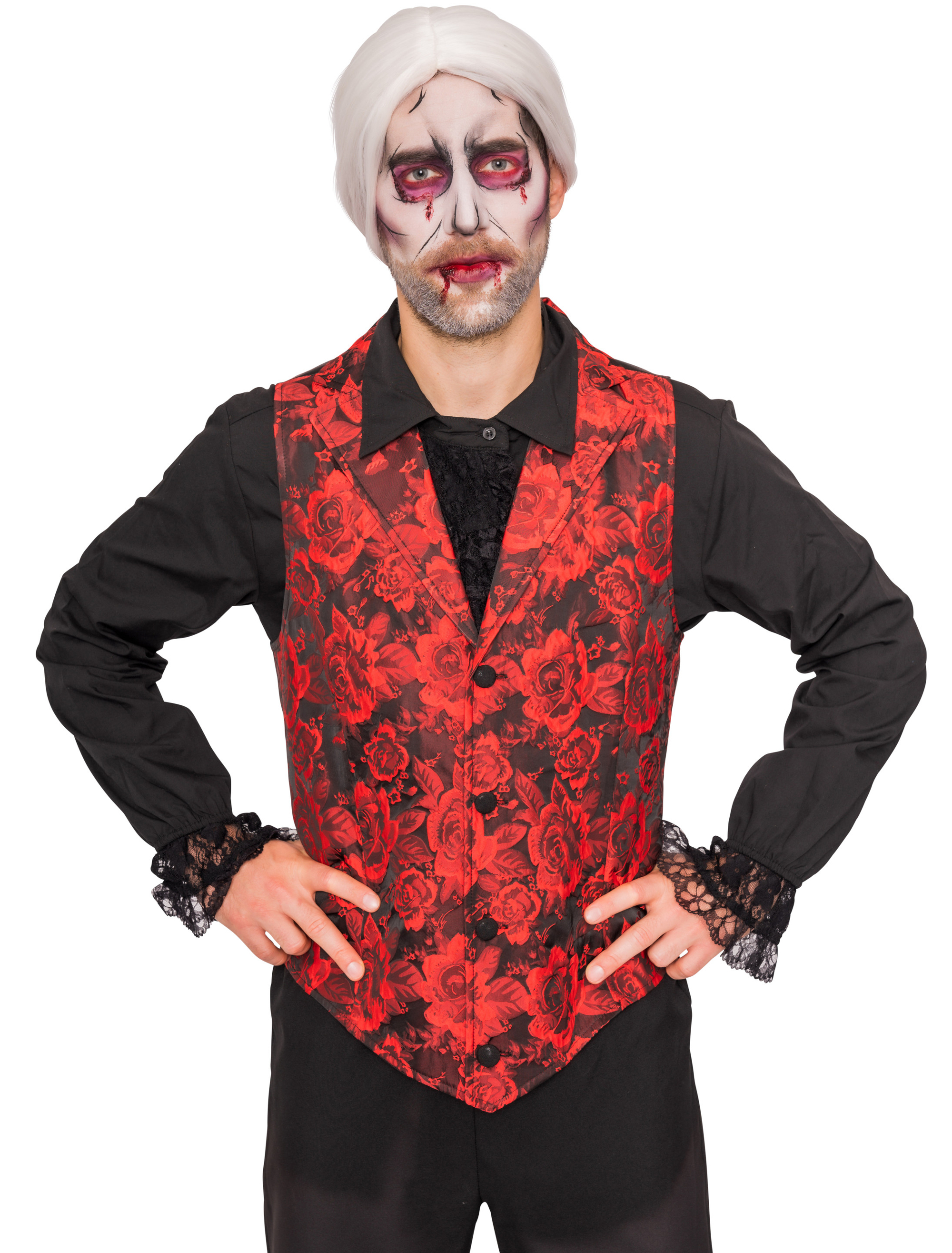 Weste mit Rosen Herren rot 4XL