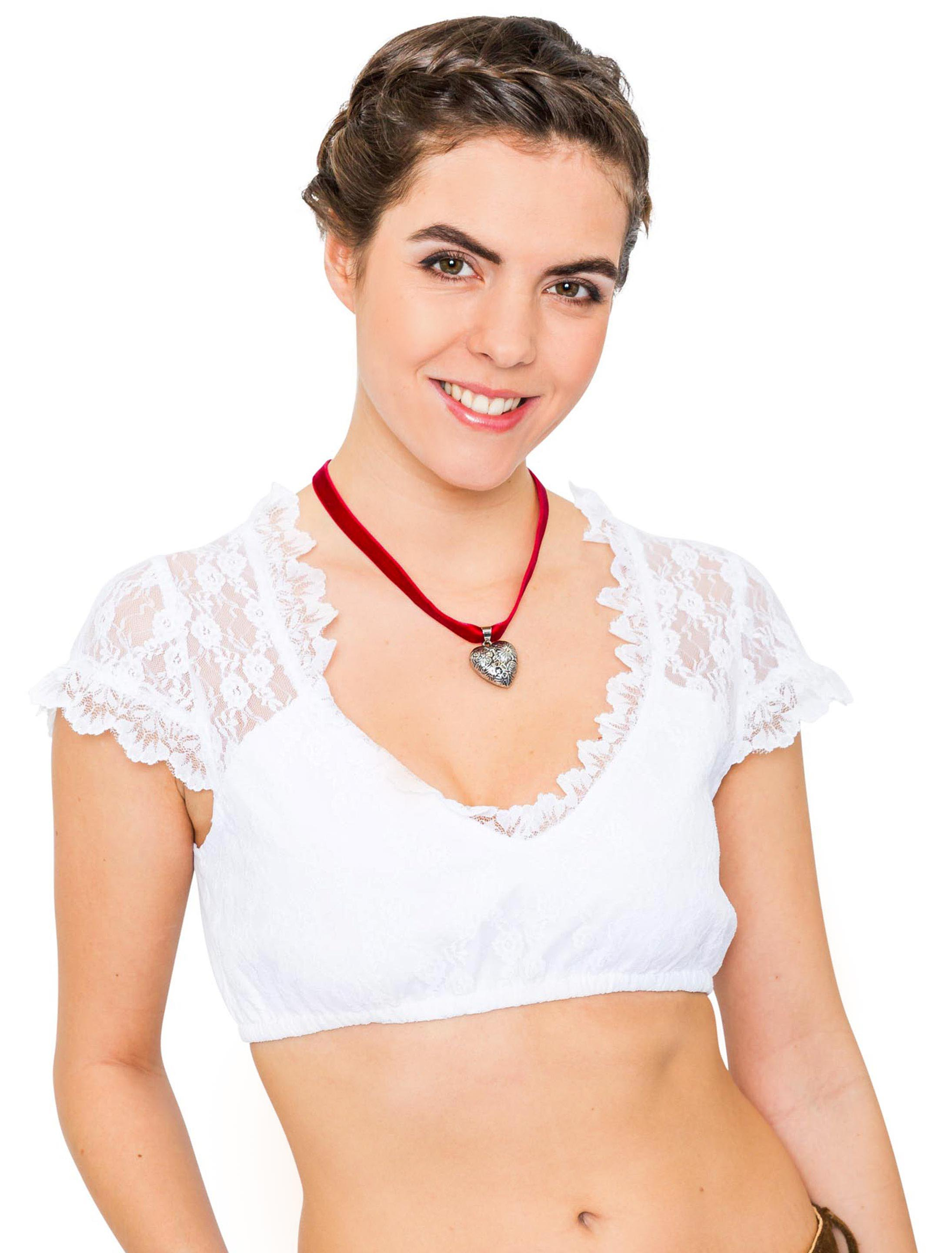 Dirndlbluse Astrid Einfarbig Damen weiß 38