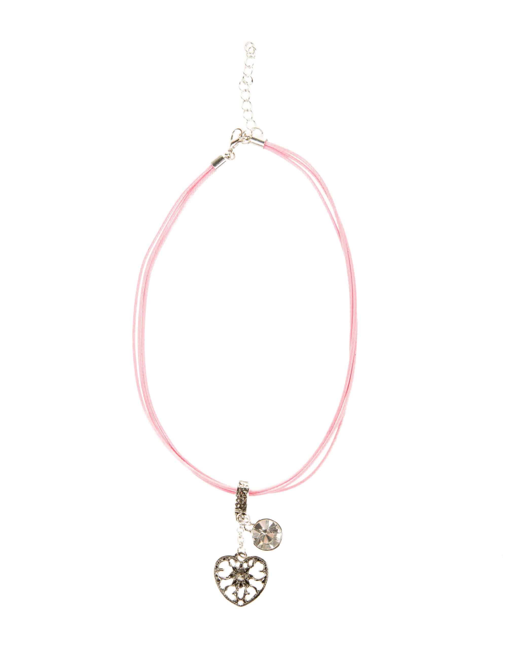 Halskette mit Herzanhänger und Stein rosa