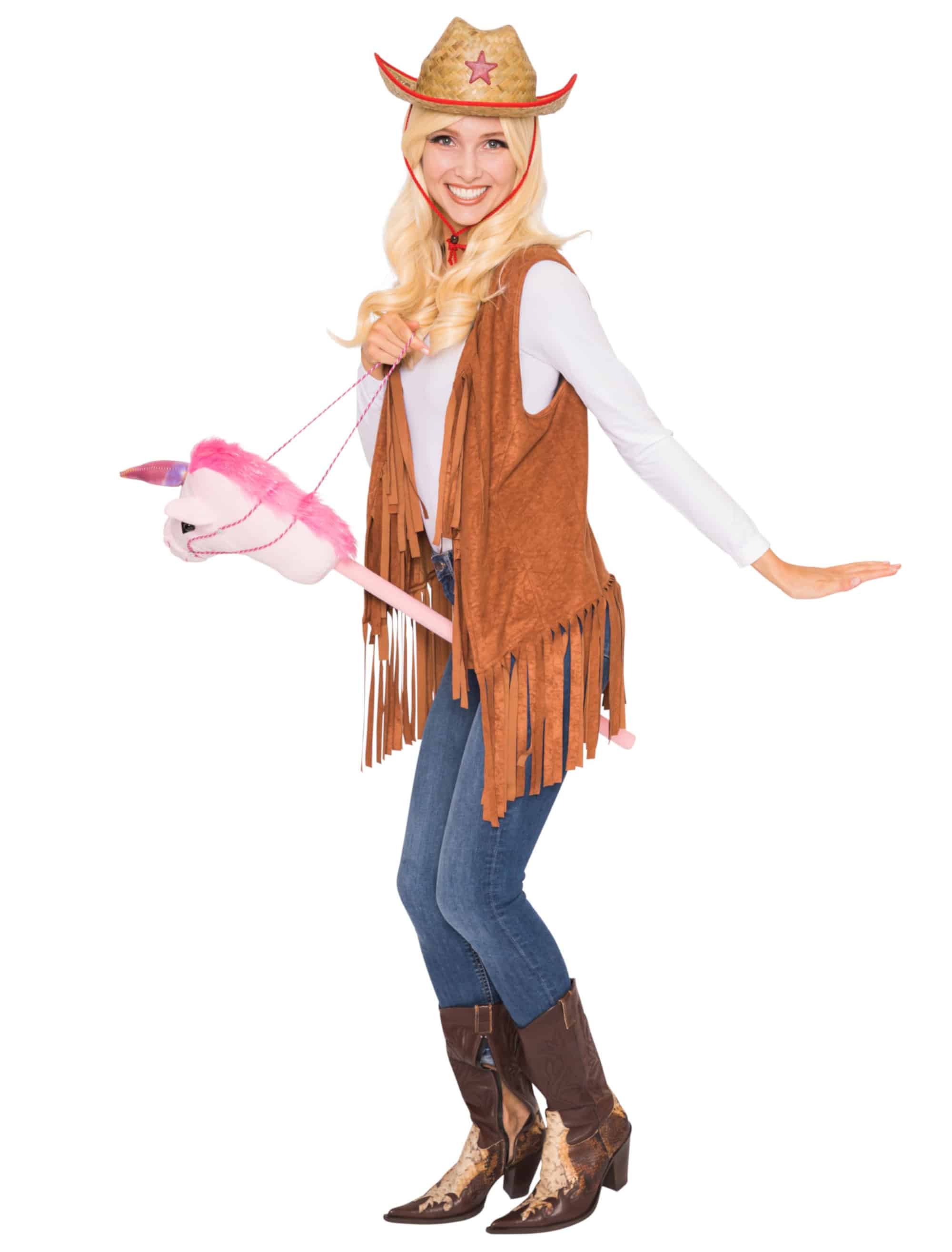 Weste Hippie mit Fransen Damen braun L/XL