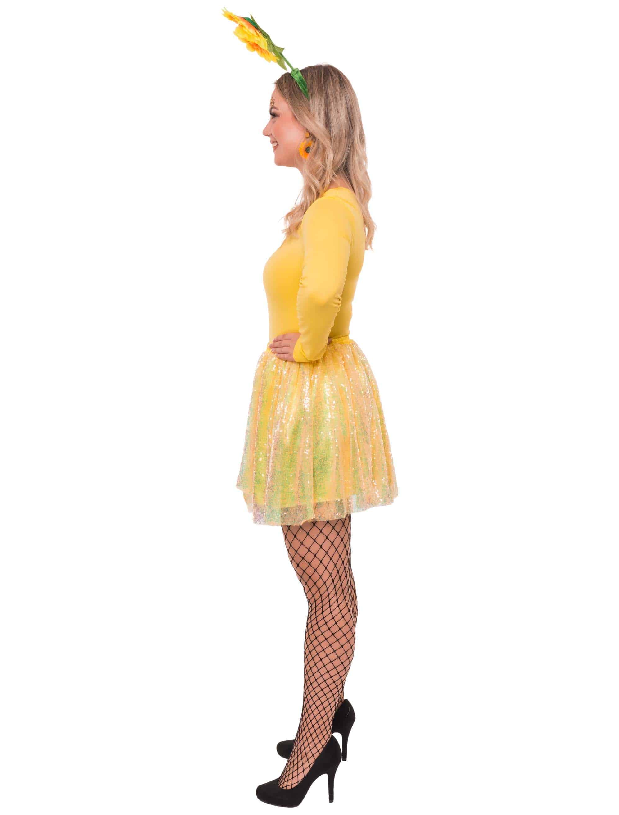 Rock Pailletten Damen gelb one size