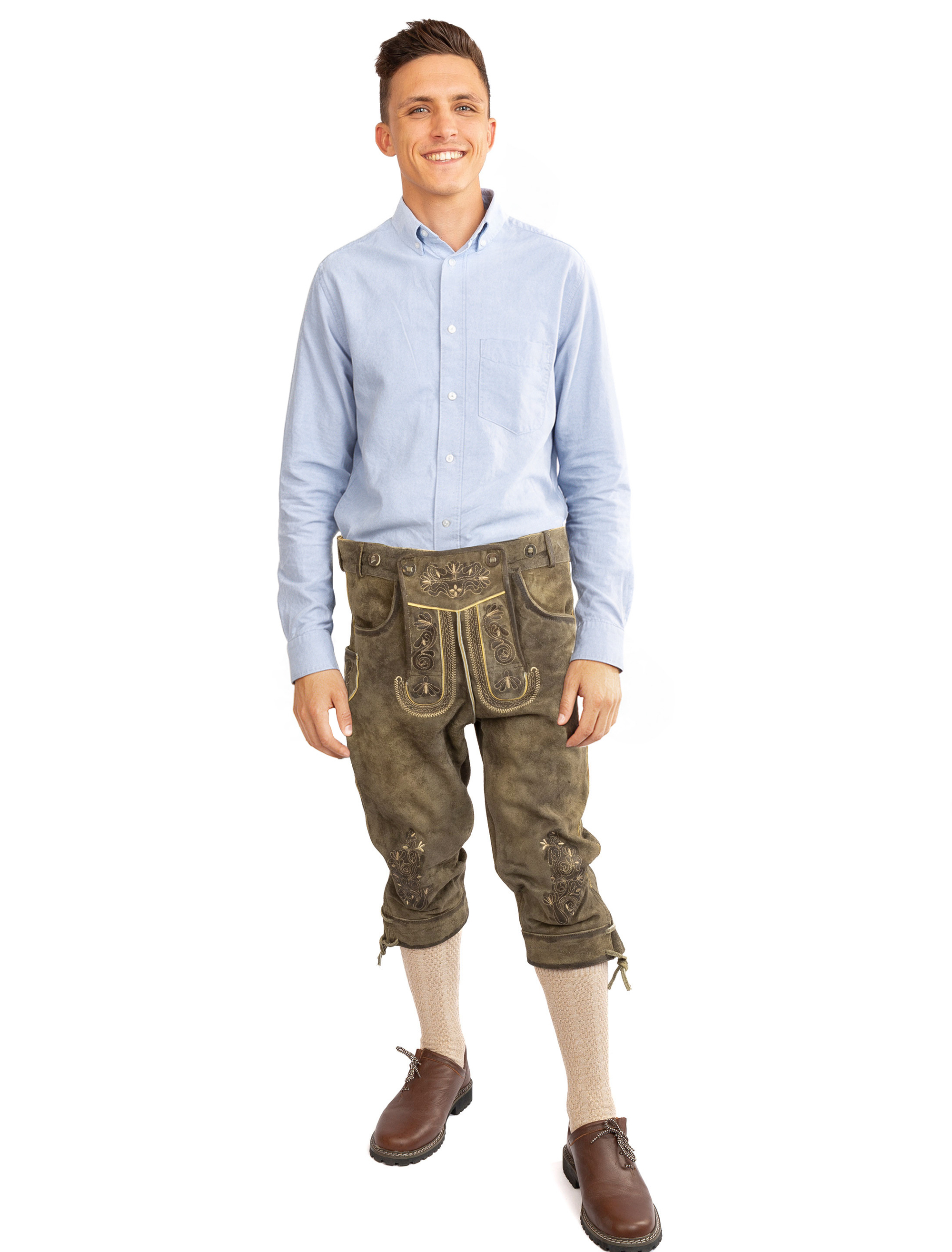 Lederhose Siegfried 3/4 lang Herren braun S