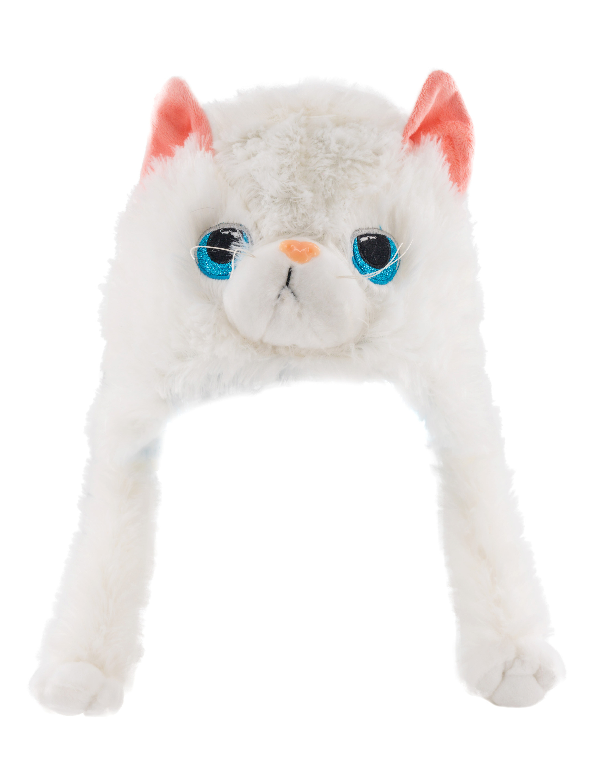 Mütze Plüsch Katze weiß one size