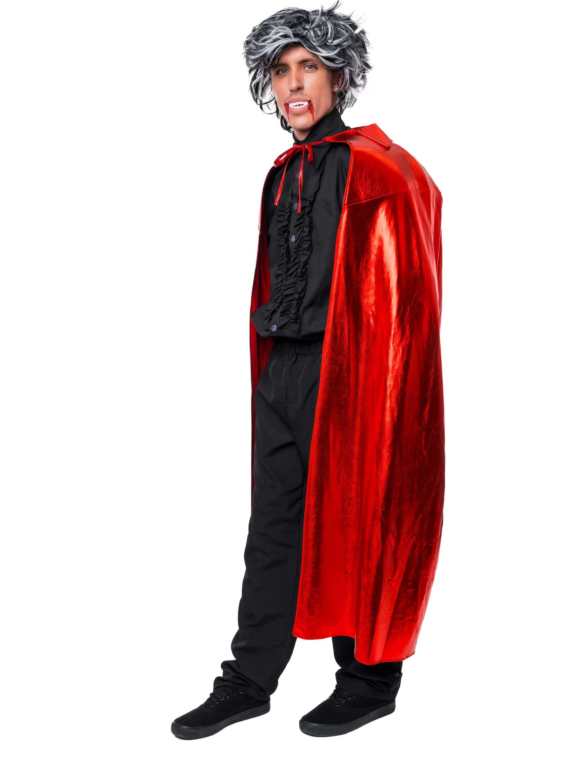 Umhang Vampir mit Stehkragen Herren rot one size