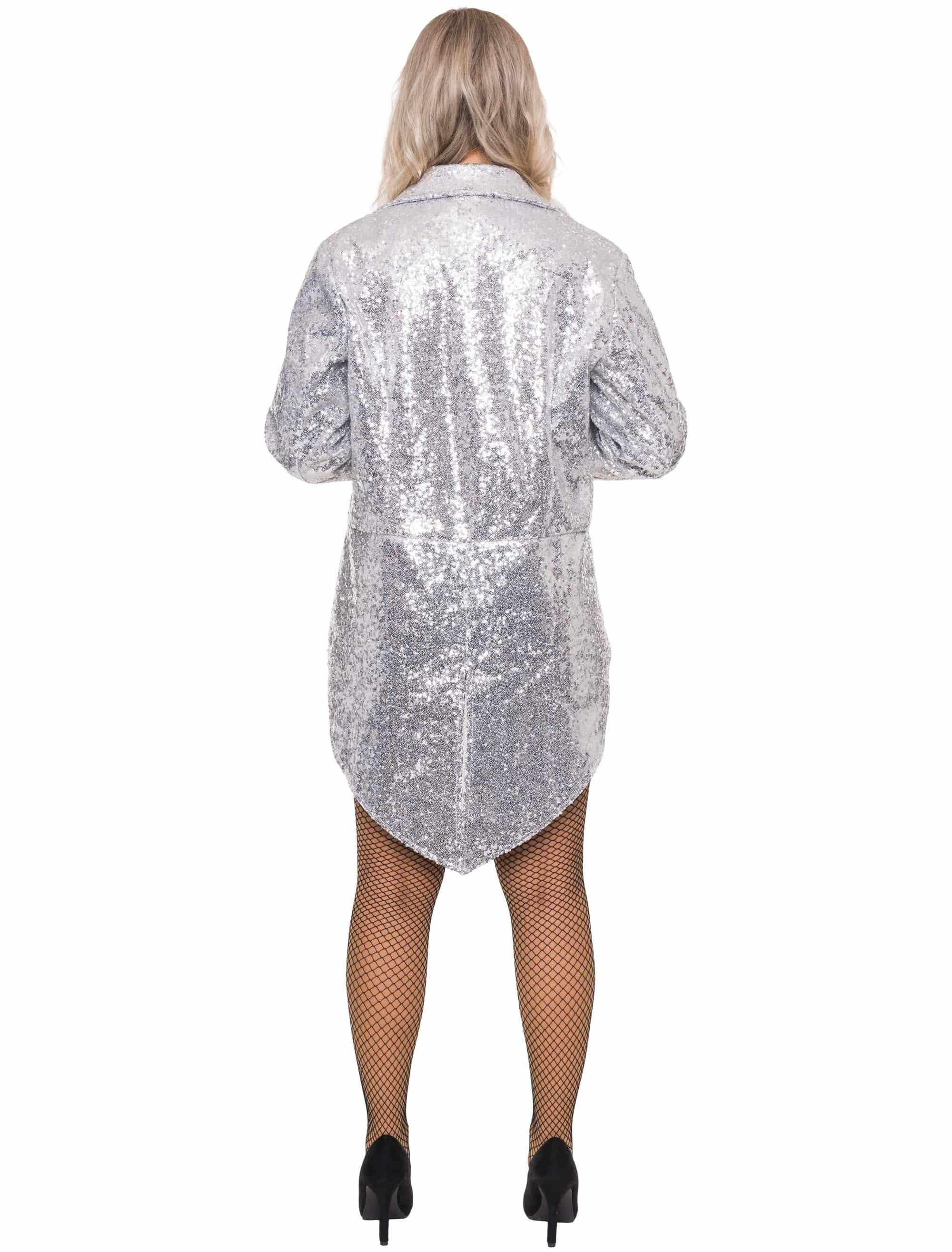 Frack Pailletten Damen silber 2XL