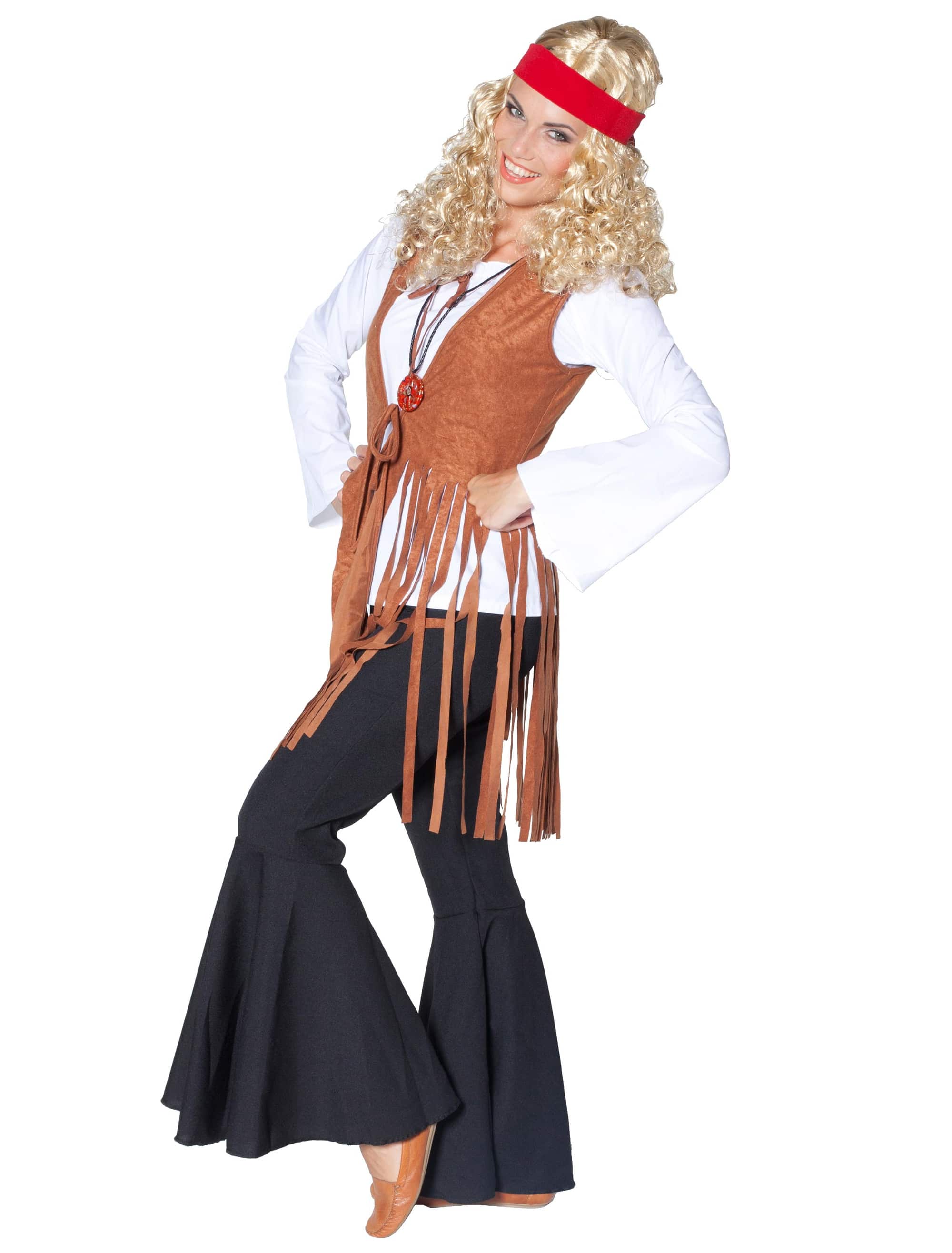 Weste Fransen Damen braun 48-50