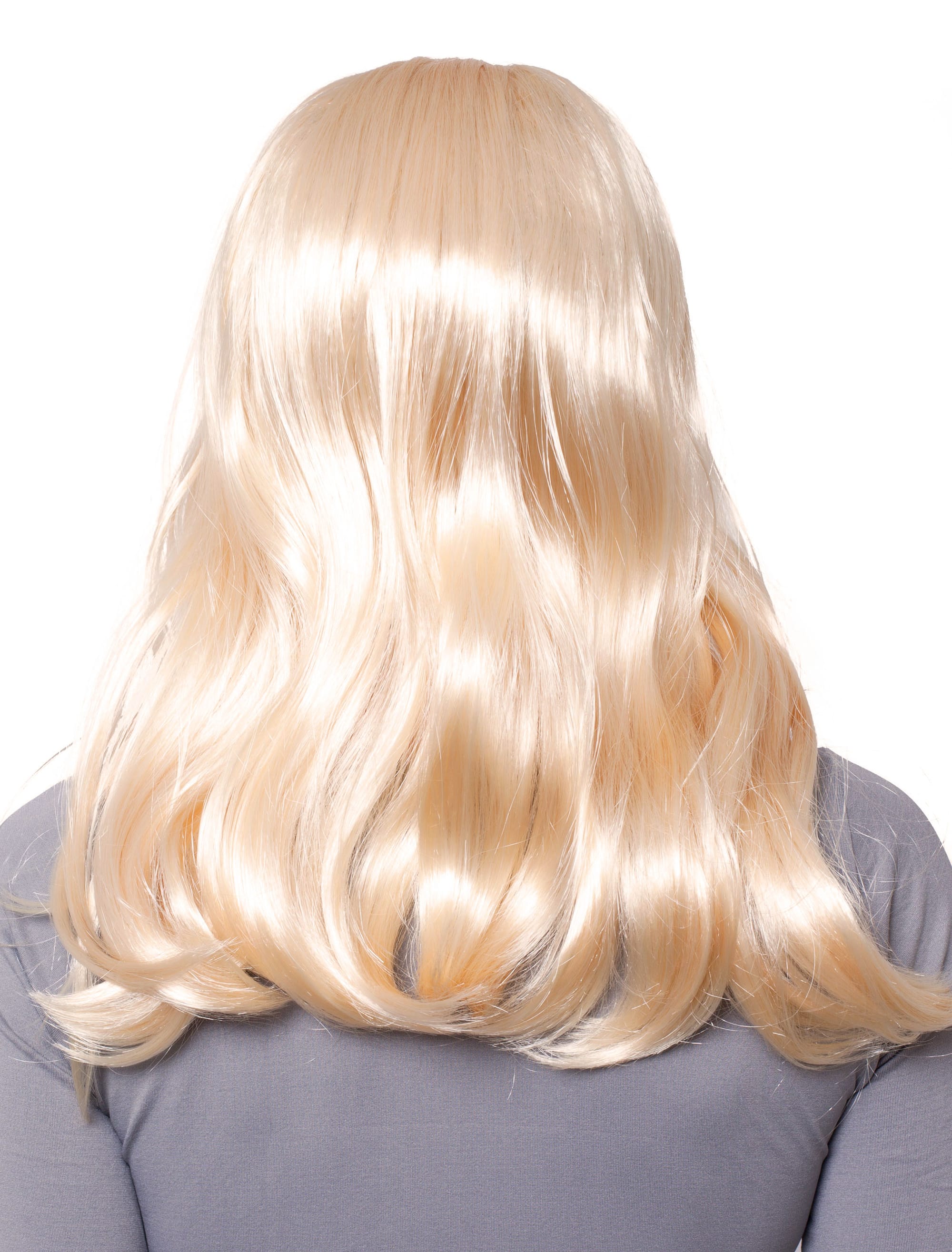 Perücke mittellang wellig mit Pony blond one size