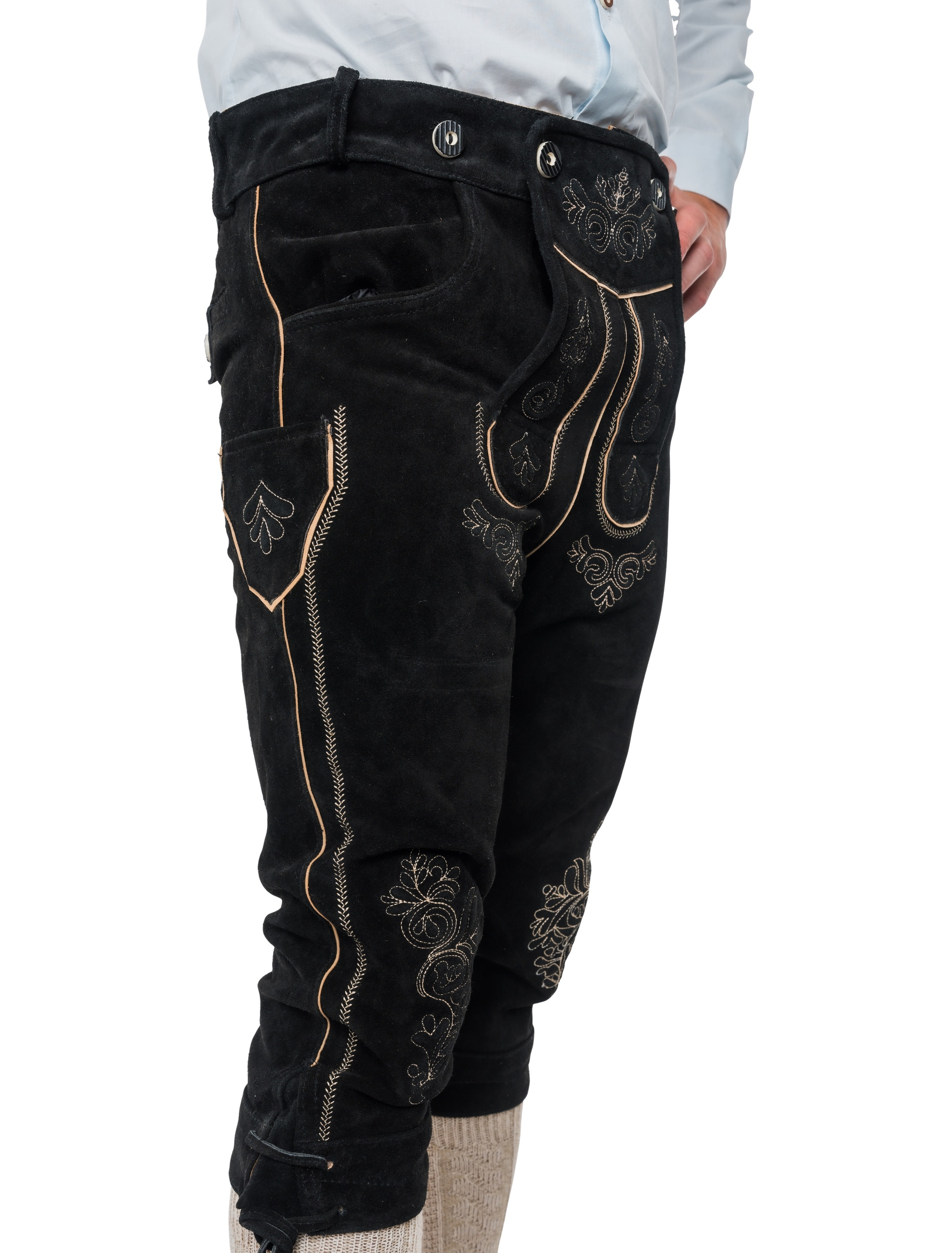 Lederhose Josef 3/4 lang Herren schwarz L