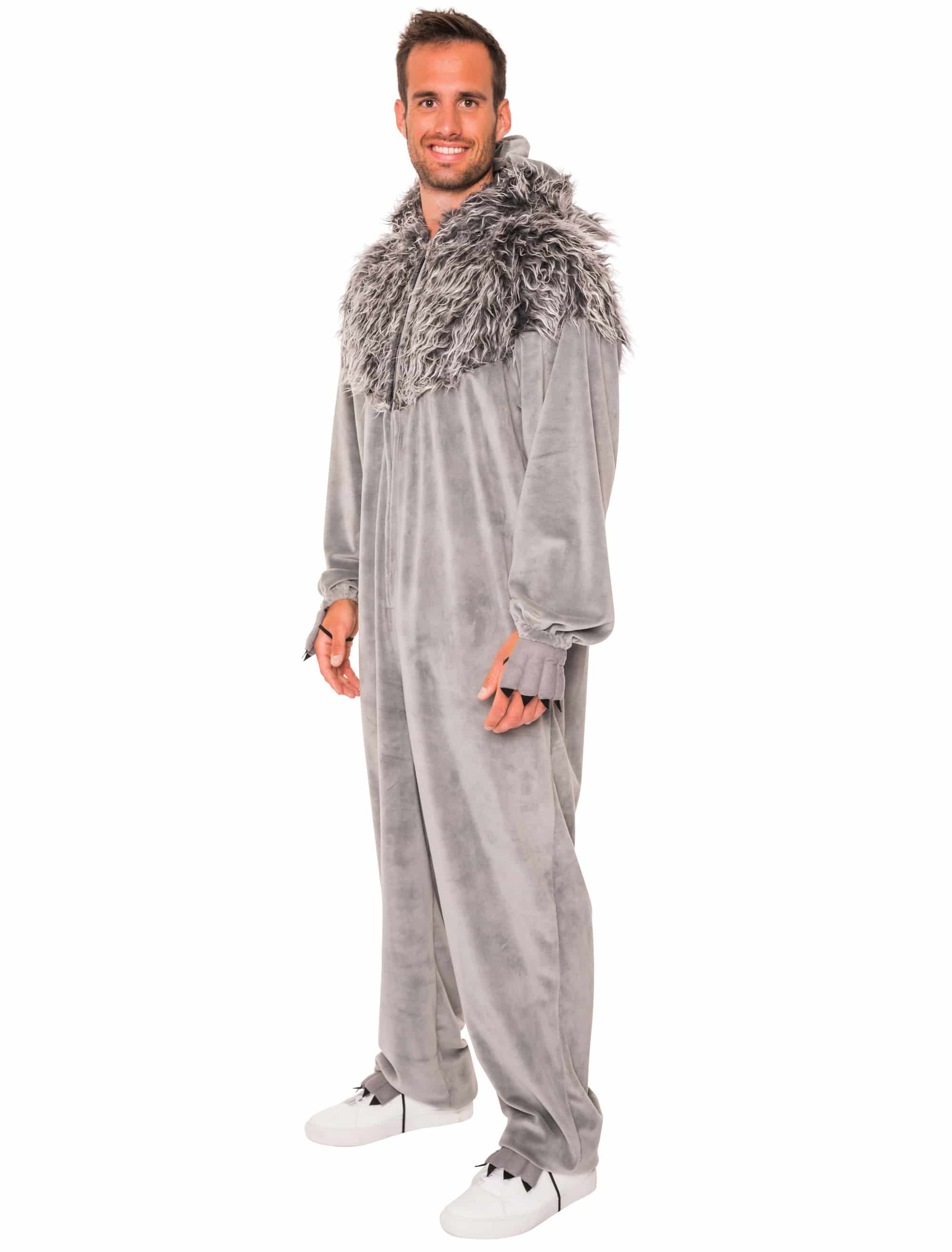 Overall Plüsch Wolf mit Maske Herren grau 56-58