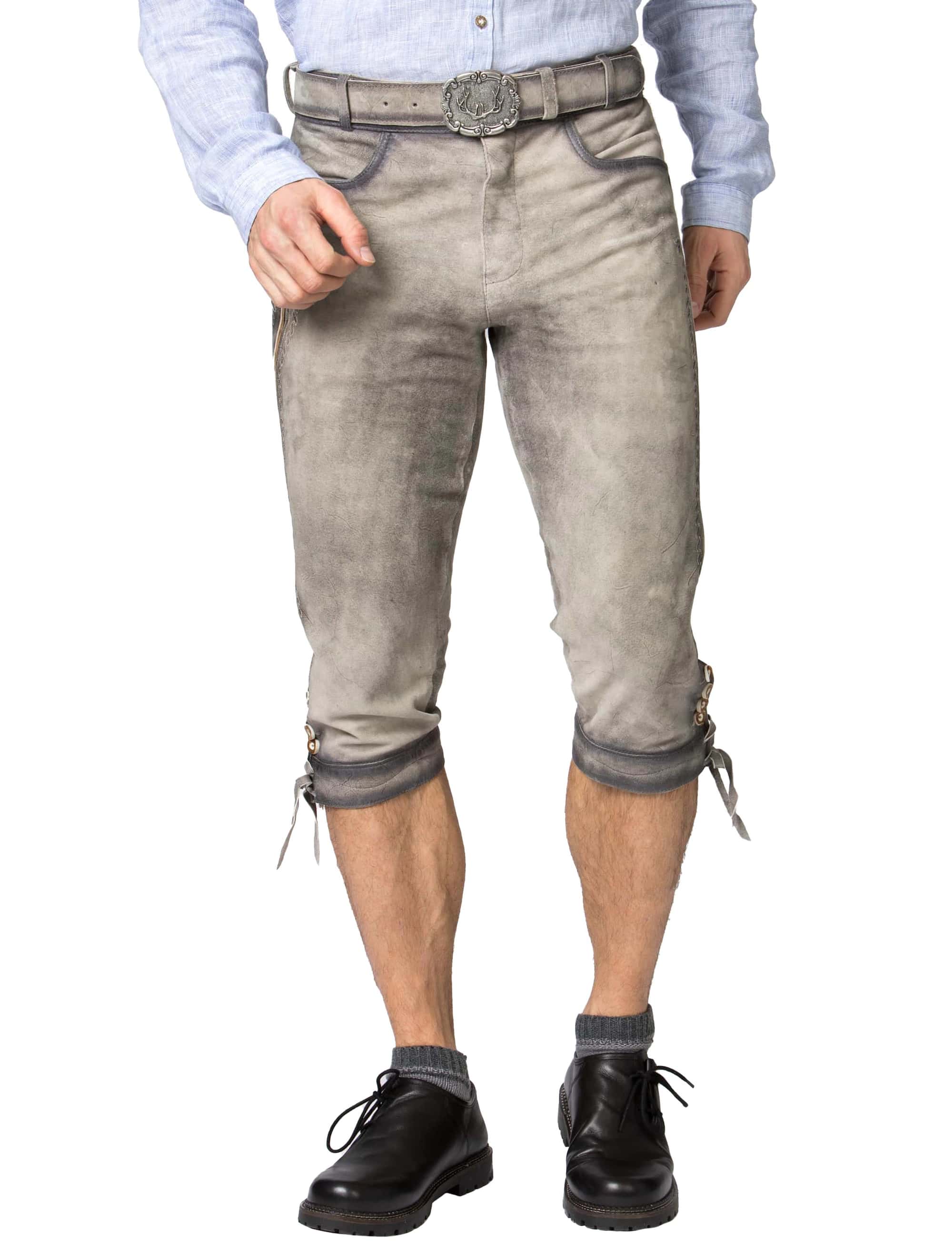 Lederhose Siegbert Herren grau 54