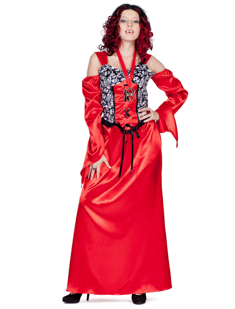 Kleid Vampirdame Damen rot XS