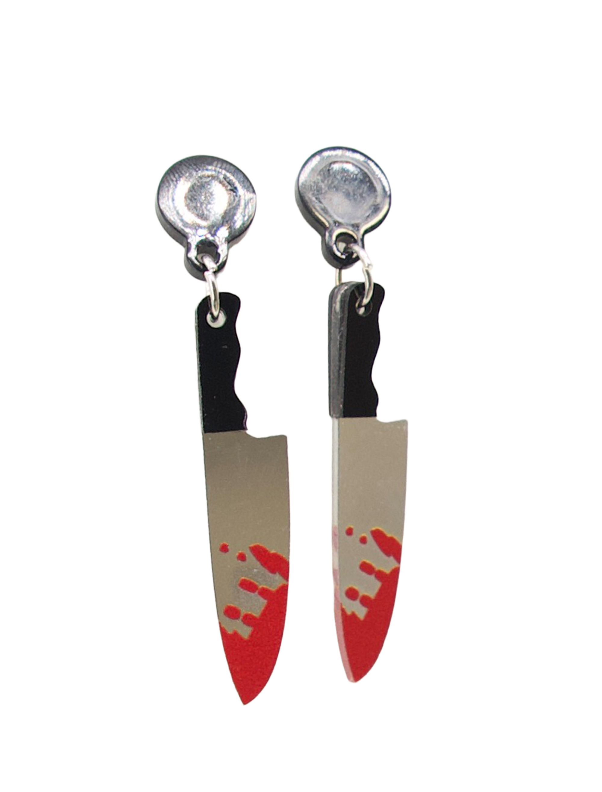 Ohrringe blutiges Fleischmesser schwarz/rot