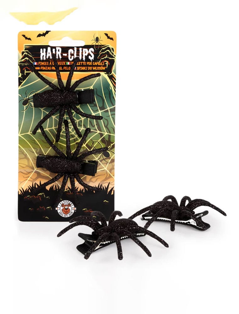 Haarclips mit Glitzerspinne schwarz